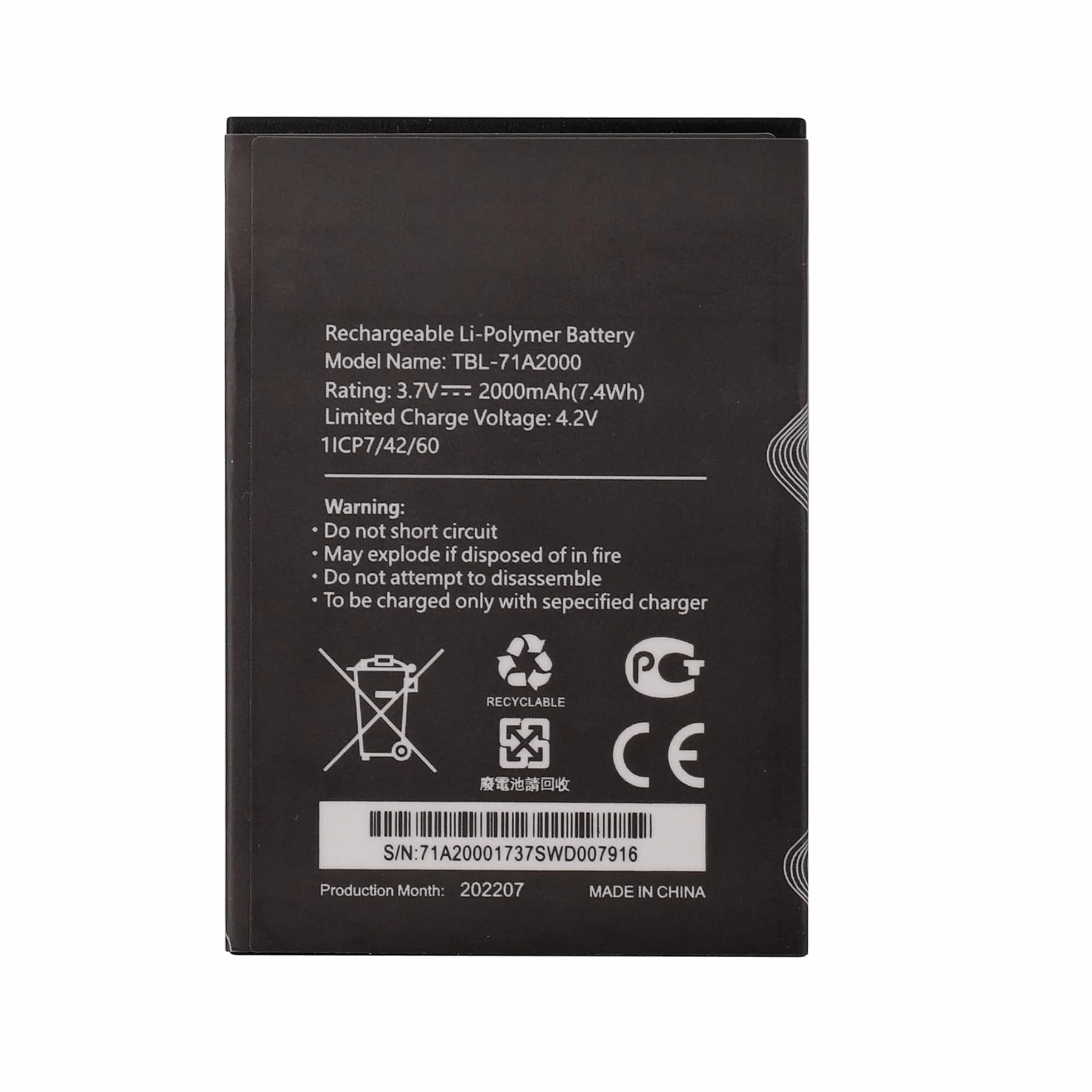 Batteria sostitutiva TBL-71A2000 per TL-TR861 TL-TR761 M5350 ricaricabile 0 Cycle