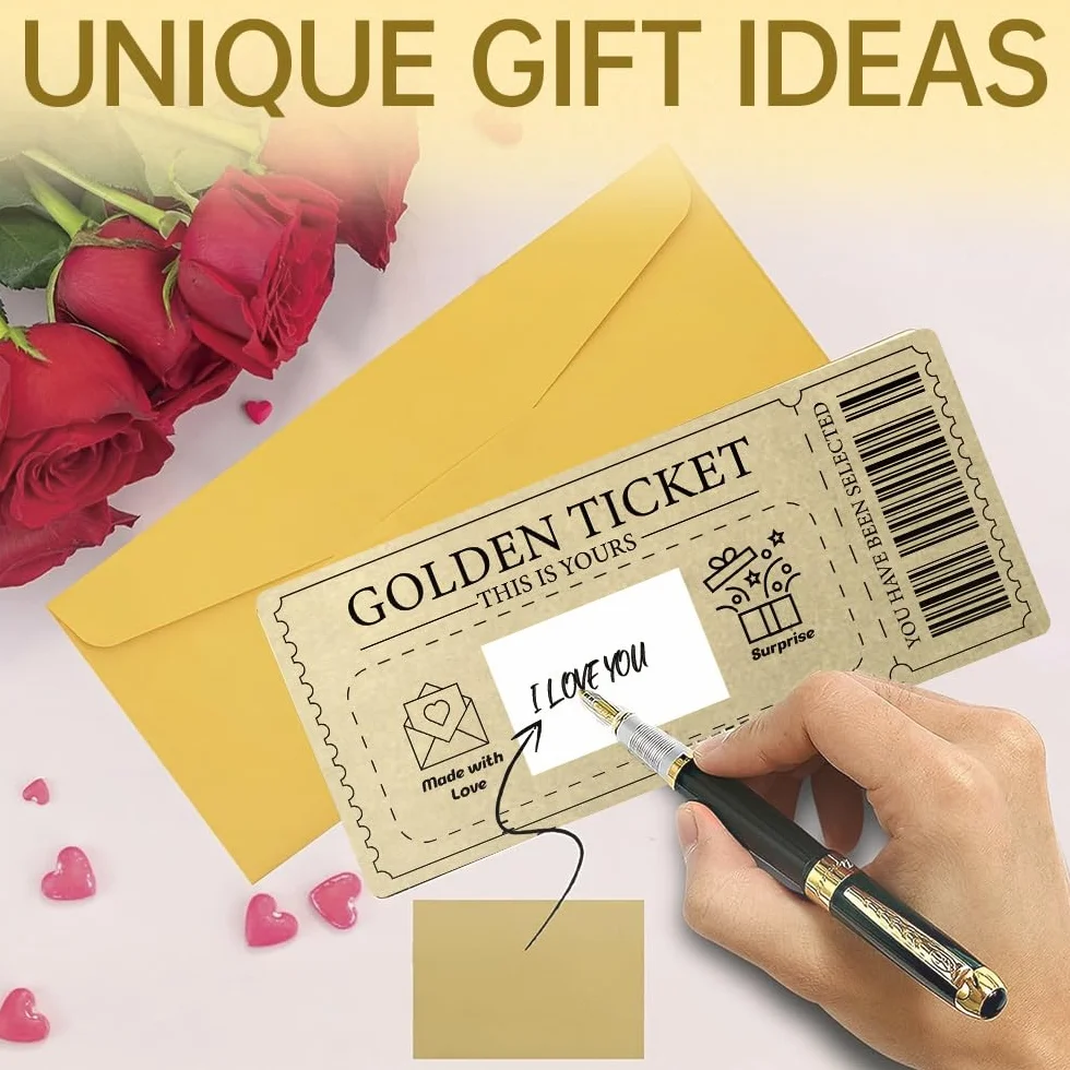 Biglietto D'Oro Gratta E Vinci Con Busta Regalo Per Donne San Valentino Anniversario