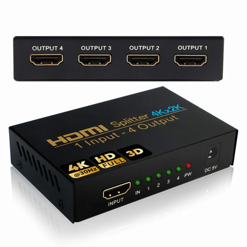 NIERBO HDMI Splitter 1 Ingresso 4 Uscite 4K 3D 1080p per PS4 PS3 Blu-Ray