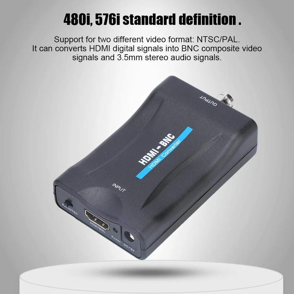 ASHATA Adattatore HDMI a BNC, Convertitore Segnale Video Composito 480i 576i NTSC/PAL