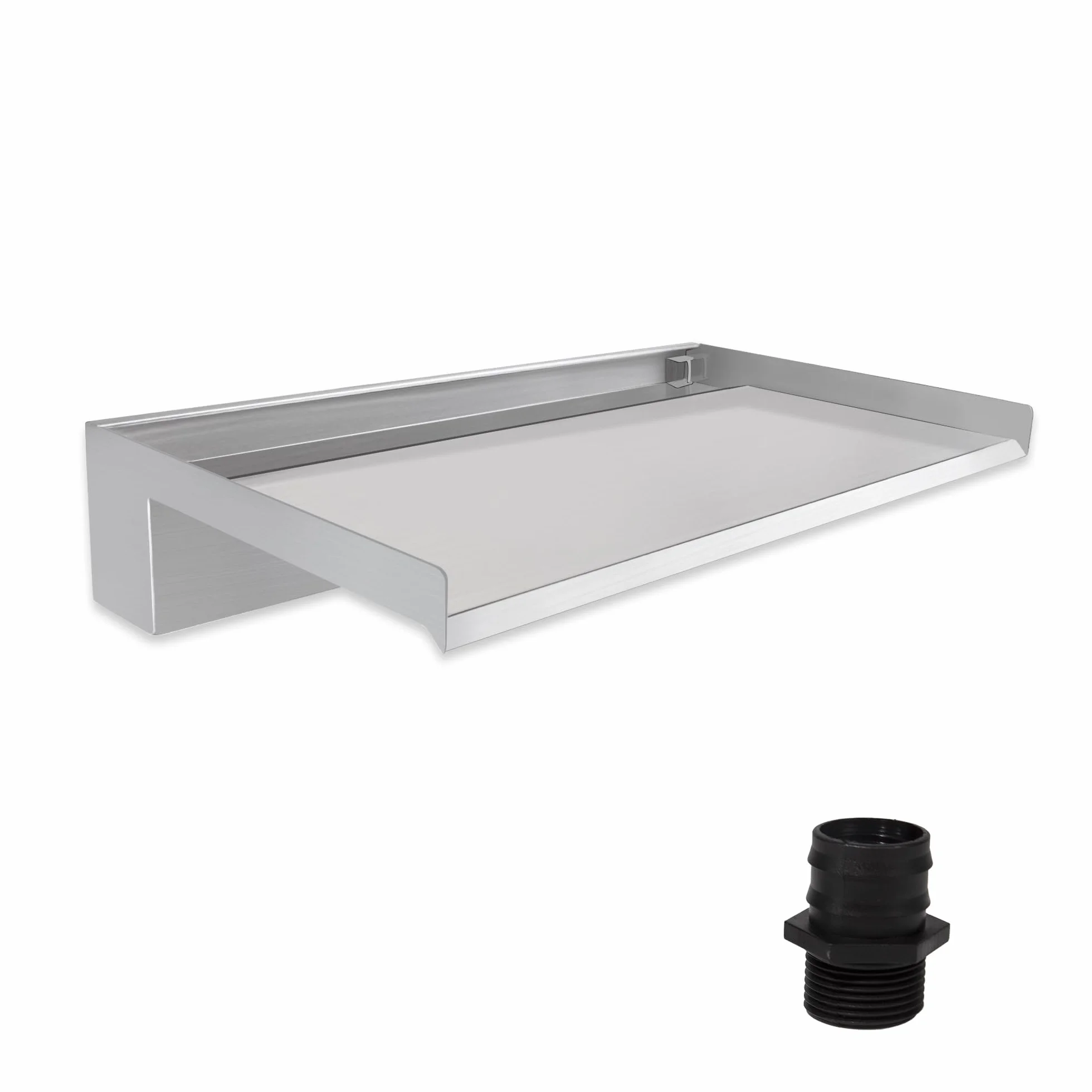 Cascata per laghetto, cascata in acciaio inox, con accessori, ampio beccuccio, gioco d'acqua, cascata, per giardino, patio, piscina, fontana per laghetto (40 cm)