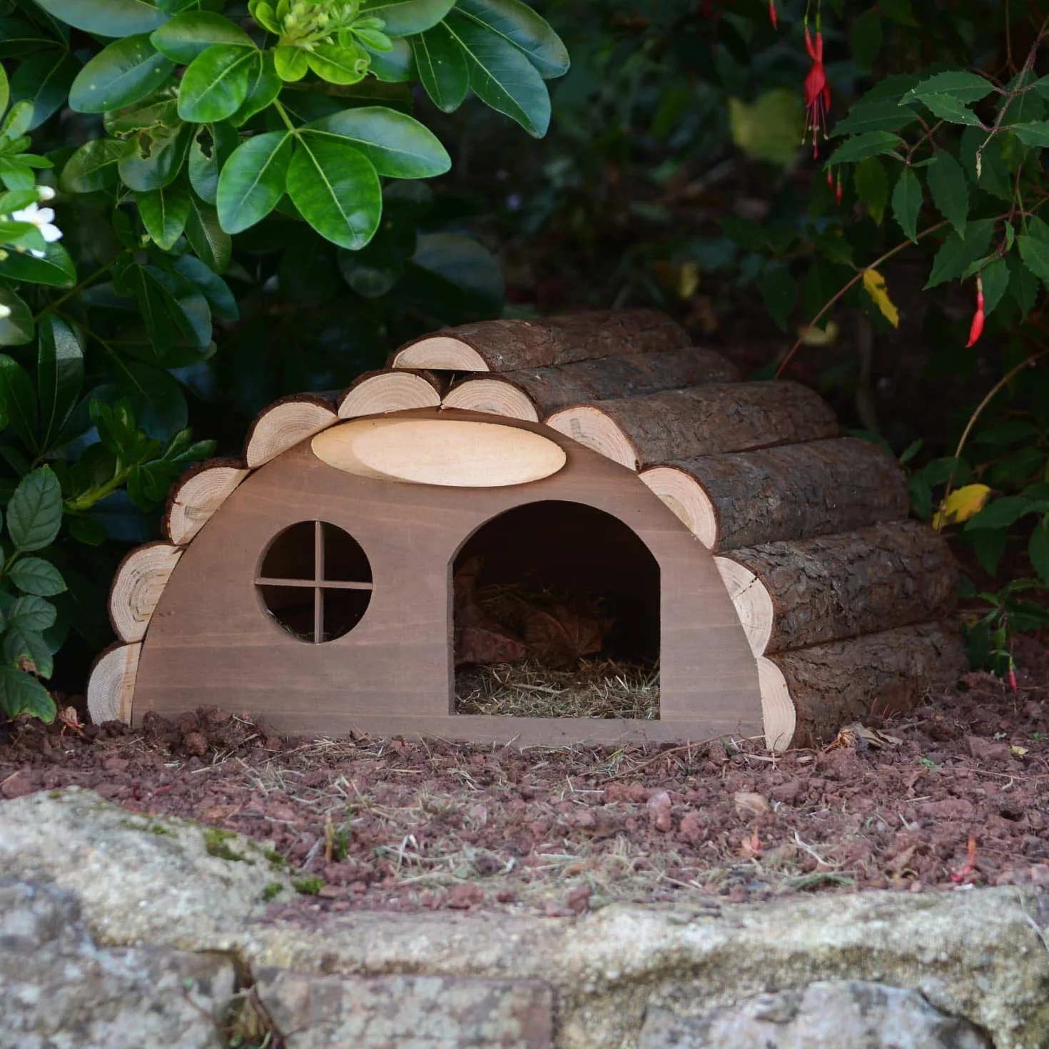CKB LTD - Casa per riccio o porcellino d'India in legno per esterni, utilizzabile come habitat per letargo, riparo da giardino - 33,5 x 34 x 19 cm