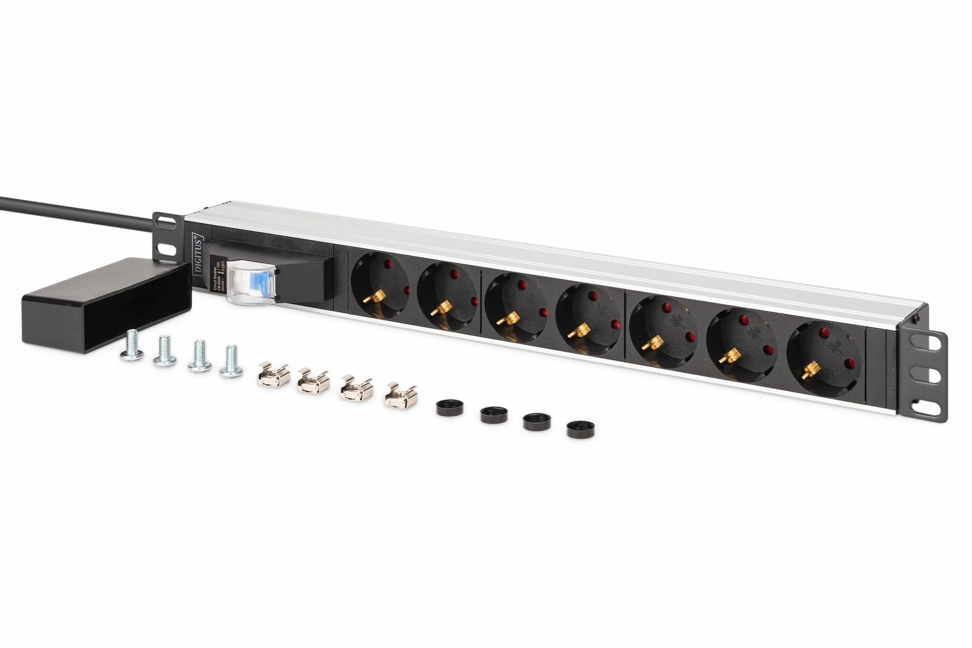 DIGITUS DN-95439 Presa multipla 19" 7 prese 1U Interruttore automatico 250 V CA 16 A 4000 W