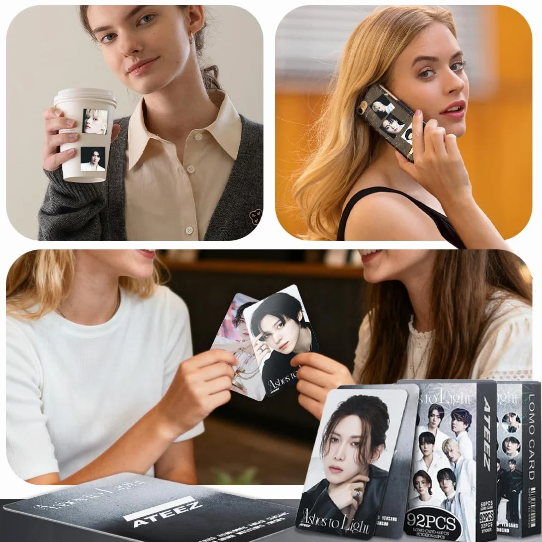 Ateez Photocards 60 pezzi Lomo Carte 32 Adesivi Album Merch per Fan