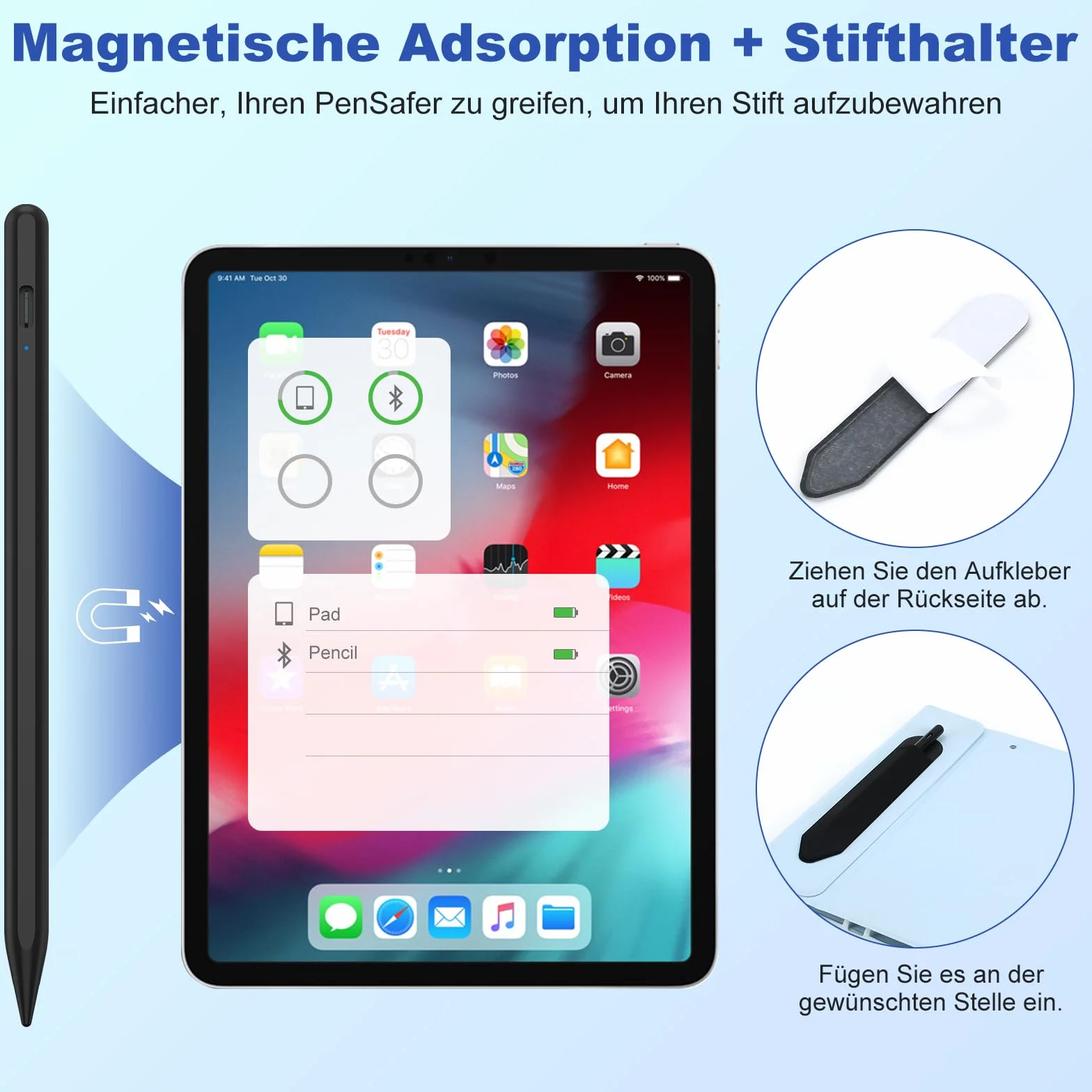 Penna Stylus Tablet Samsung iPhone Lenovo Xiaomi Huawei Android Touch Screen con Sensibilità Inclinazione 3 Punte
