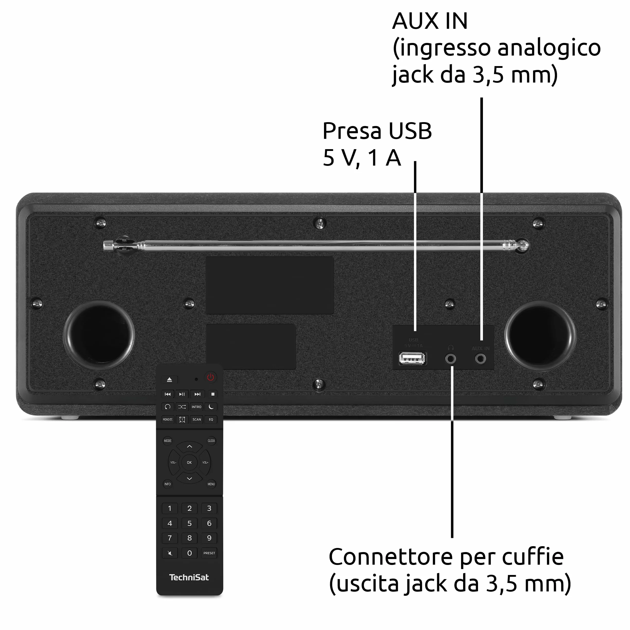TechniSat DIGITRADIO 320 Radio digitale DAB+ FM CD Bluetooth USB 2×5W RMS TFT