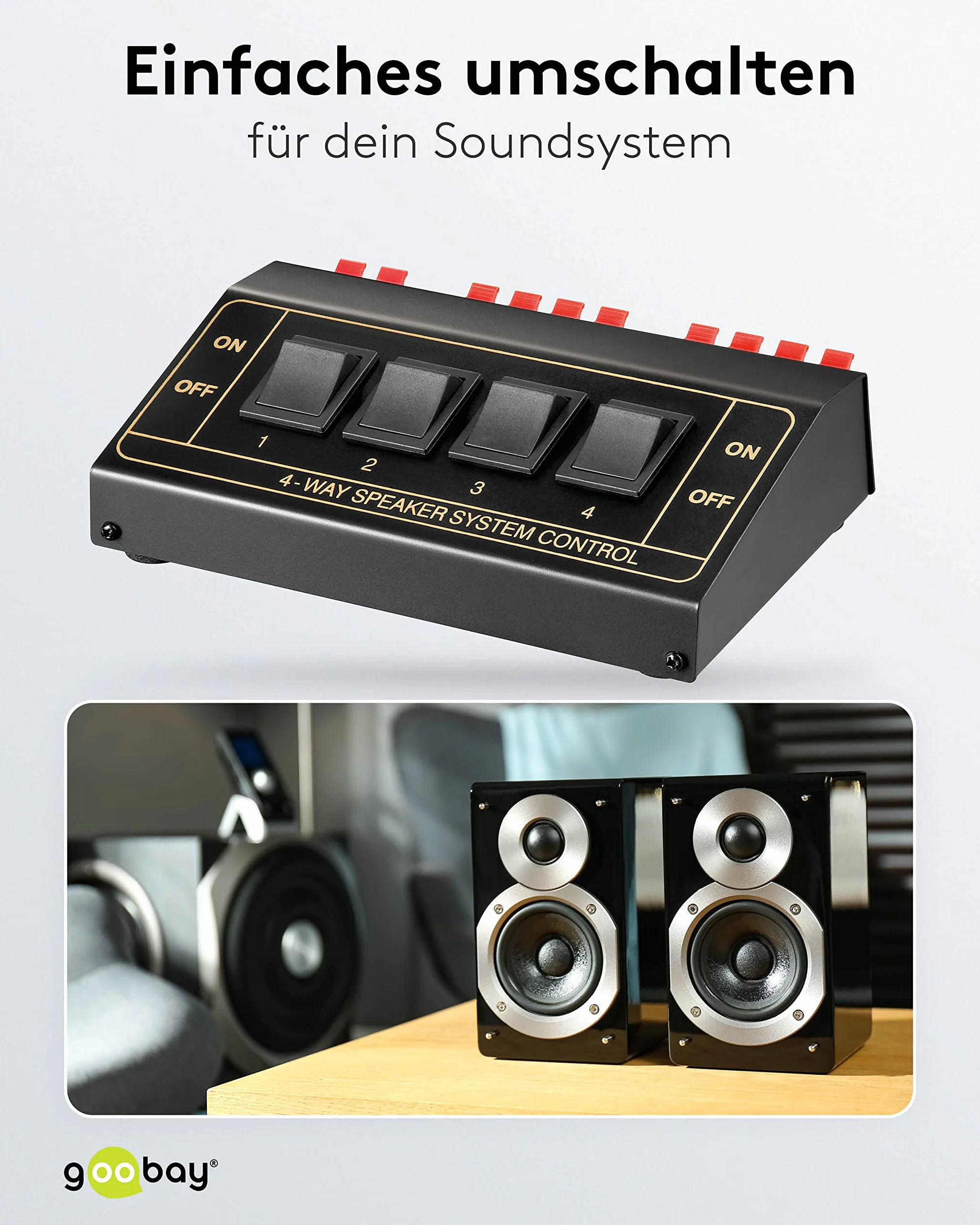 Goobay Speaker Switchbox per 4 coppie di diffusori nero