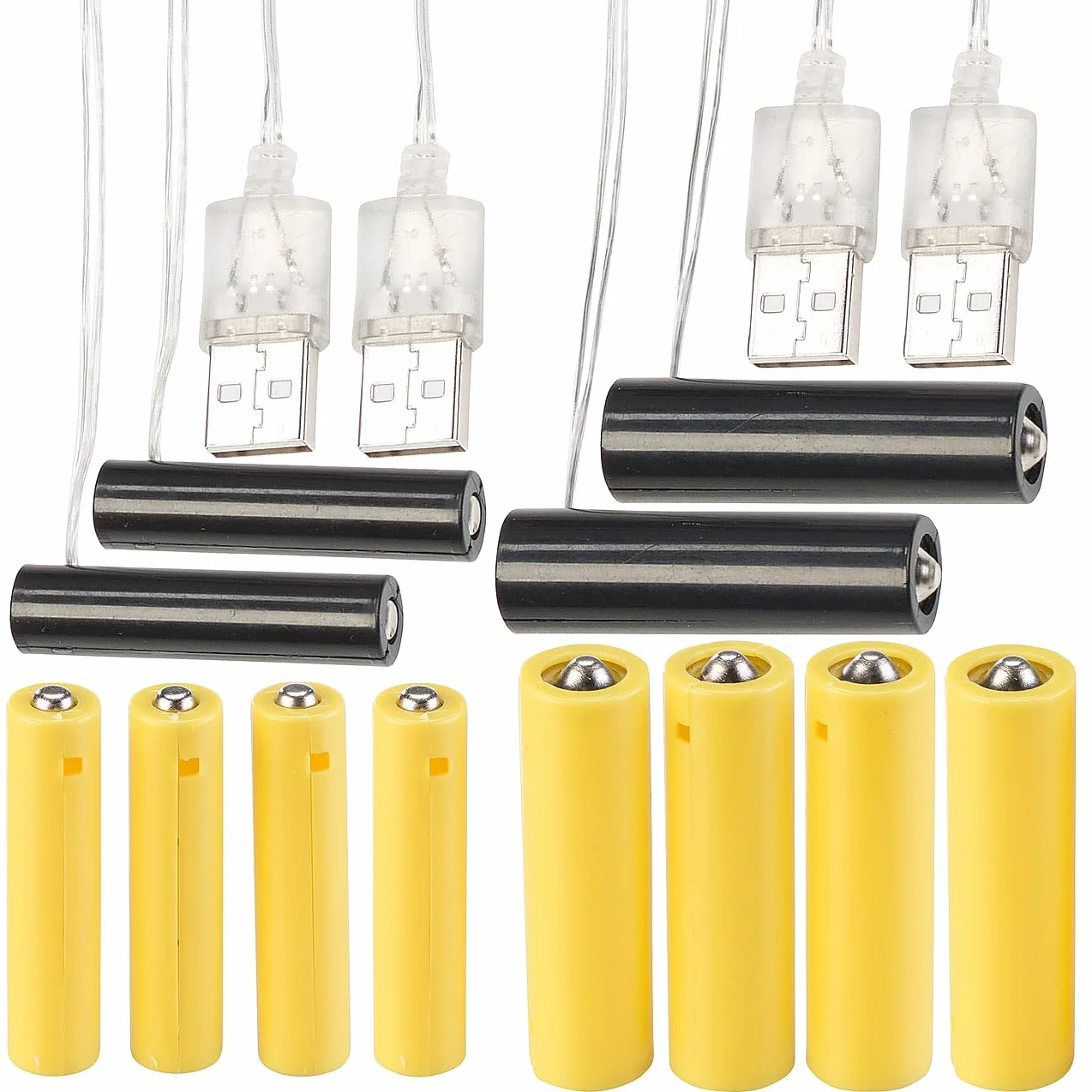 Revolt Adattatore di batteria USB universale 4 pezzi per dispositivi 3V 4,5V AA AAA