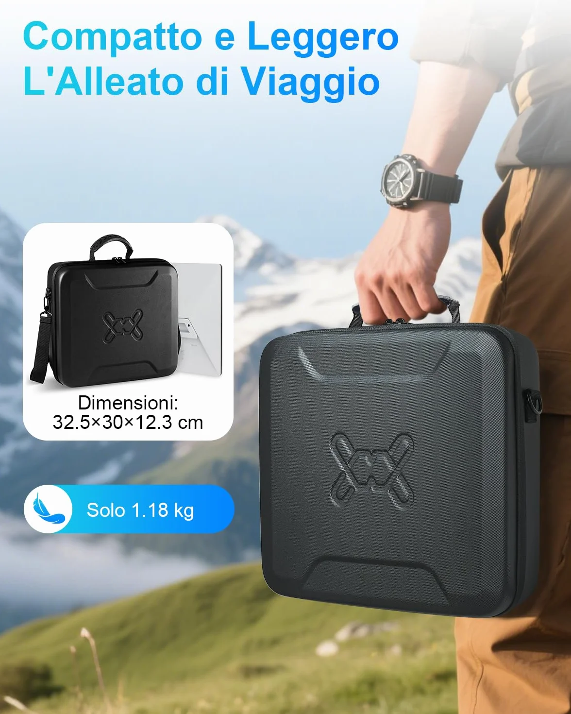 Mwin Starlink Mini Case Custodia Leggera da Viaggio in EVA Resistente Agli Spruzzi e Agli Urti con Tracolla, Borsa Rigida Portatile Nera