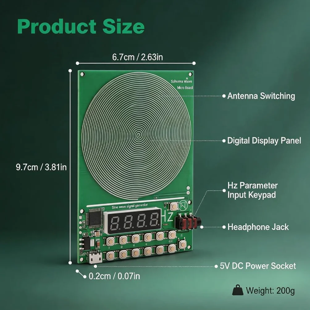 Generatore di frequenza Schumann da 7,83 Hz con display e porta USB, regolabile da 0,01 Hz a 100000 Hz, generatore di risonanza portatile per l'armonia ambientale in casa, in ufficio e per il relax.