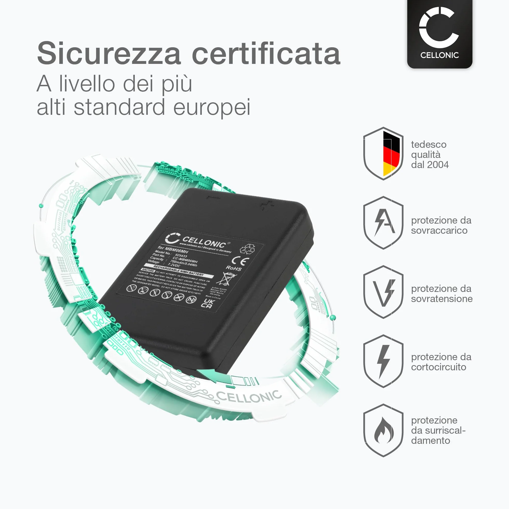 Batteria per telecomandi Compatibile con Autec E16 KTC, E16 Sirio 42, Modular MJ 700mAh 7.2V