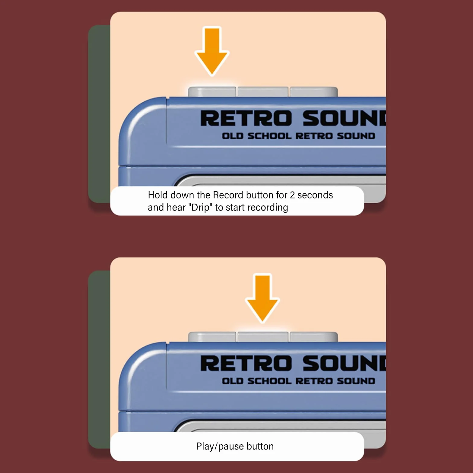 Retrò Piccolo lettore di cassette registratore a nastro musicale portatile