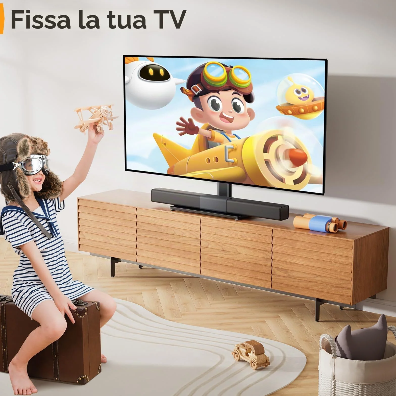 Supporto Girevole da Tavolo per TV 26-60 Pollici Regolabile in Altezza Base Vetro Temperato VESA 400x400mm 40 kg