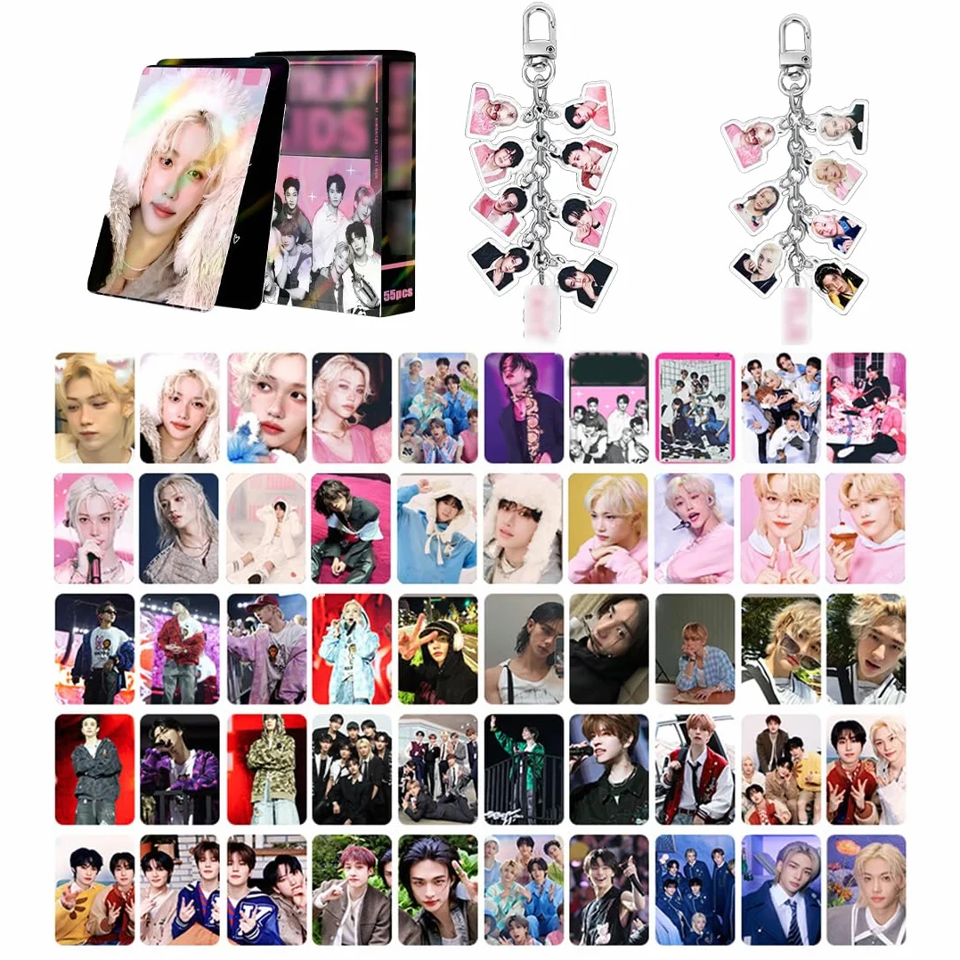Carte SK Set con 2 Portachiavi Figure, Carte Album Star Maschili Coreane, Regali Fan Ragazze
