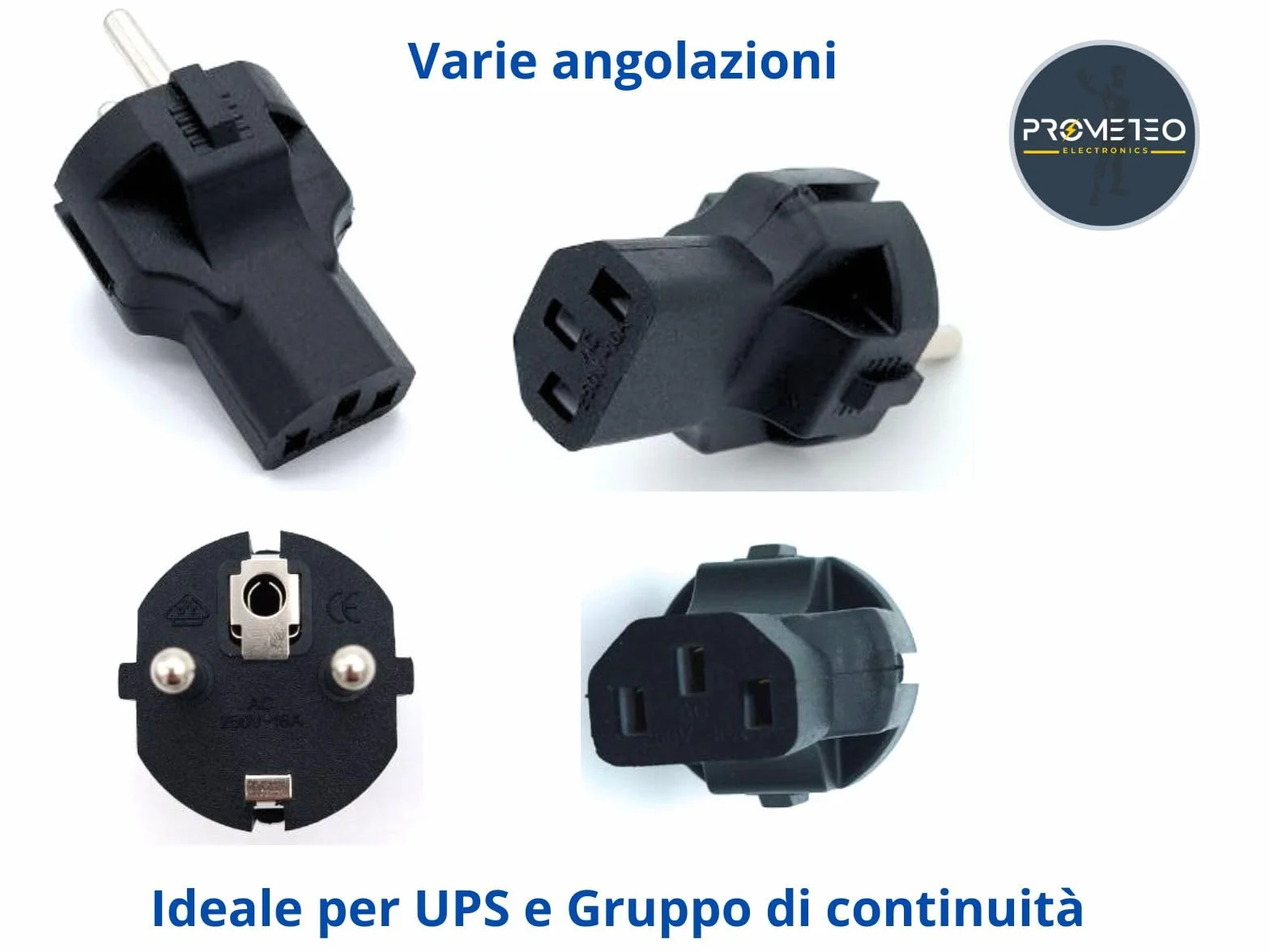 Adattatore convertitore spina da Schuko maschio a presa femmina IEC320 C13 16A 250V per UPS - Cavi alimentazione - gruppi continuità