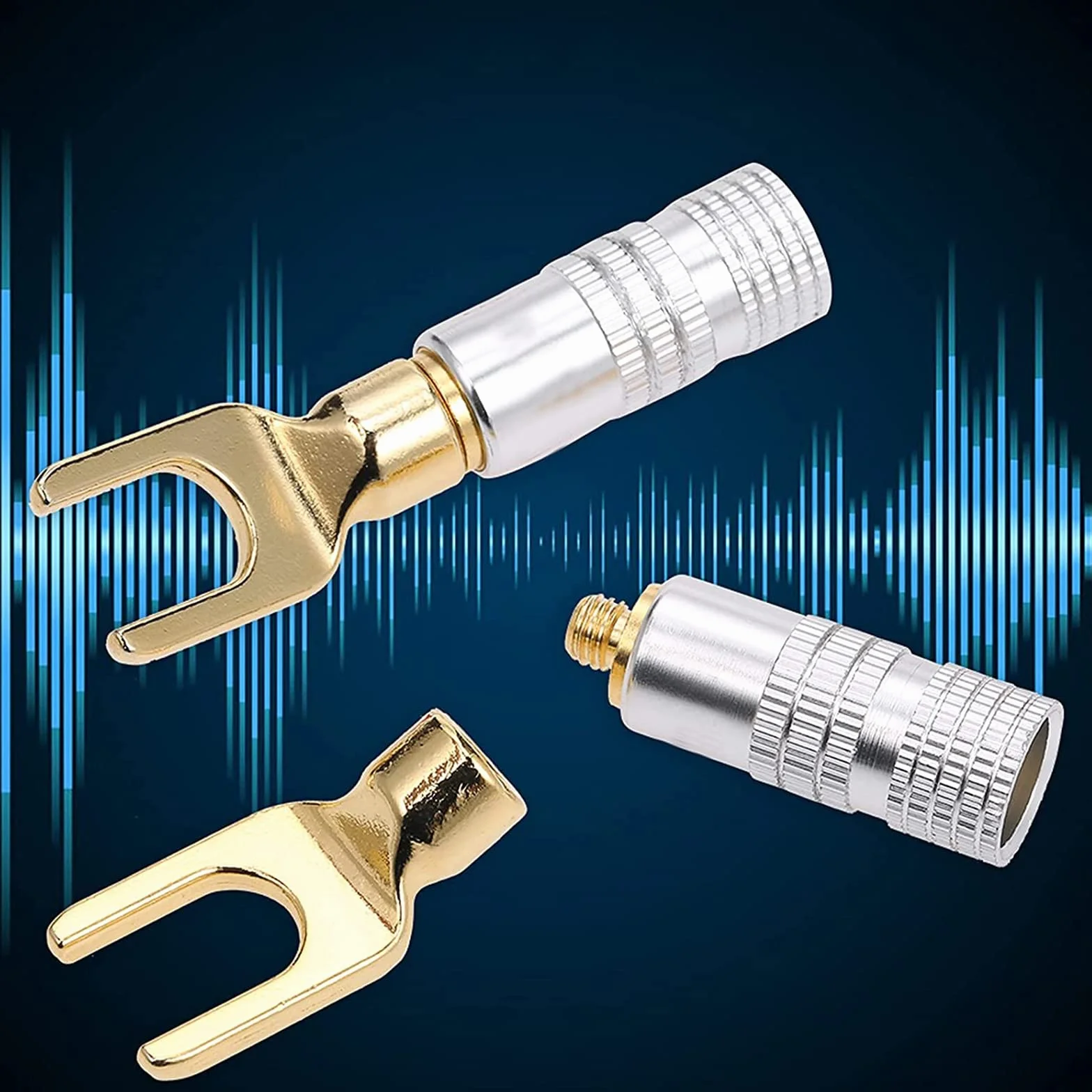 Connettore a forcella Y per altoparlante 24K placcato oro Spinotto 45 gradi per cavo microfono