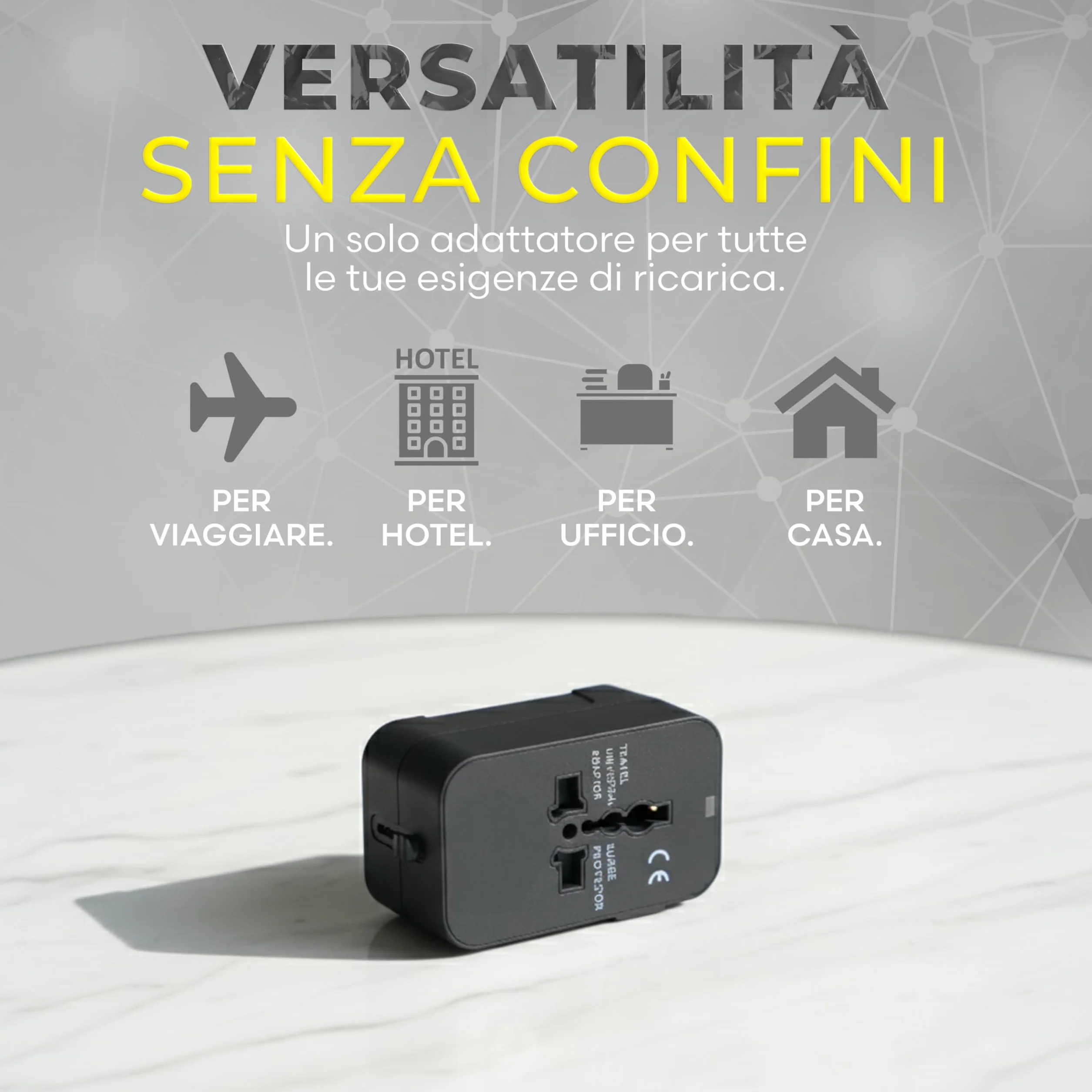 Adattatore Universale da Viaggio Internazionale USA UK Europa Australia Giappone con Protezione Surge Integrata