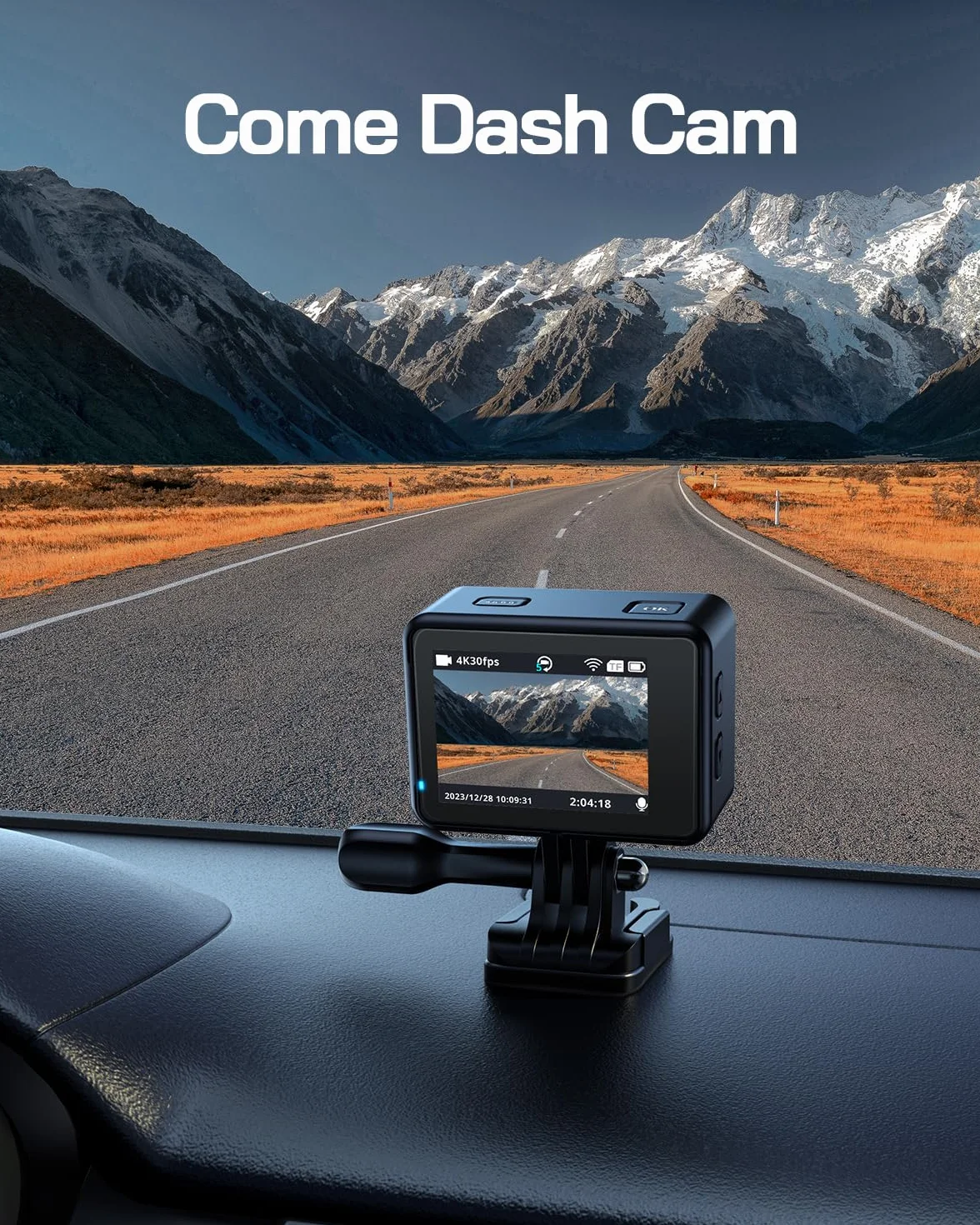 WOLFANG Action Camera 4K 30FPS 20MP WIFI 170° Wide Angle 40M Waterproof with External Mic Remote 2 Batteries