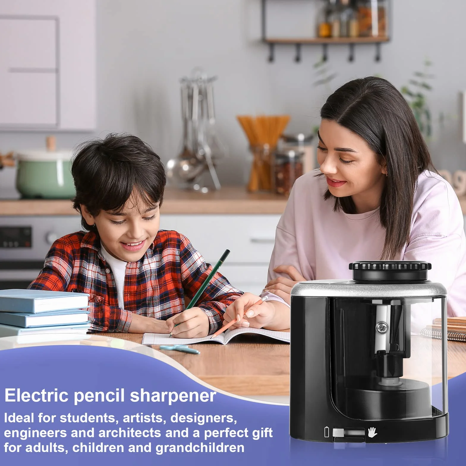Temperamatite Elettrico a Batteria con 2 Lame Sostituibili Portatile