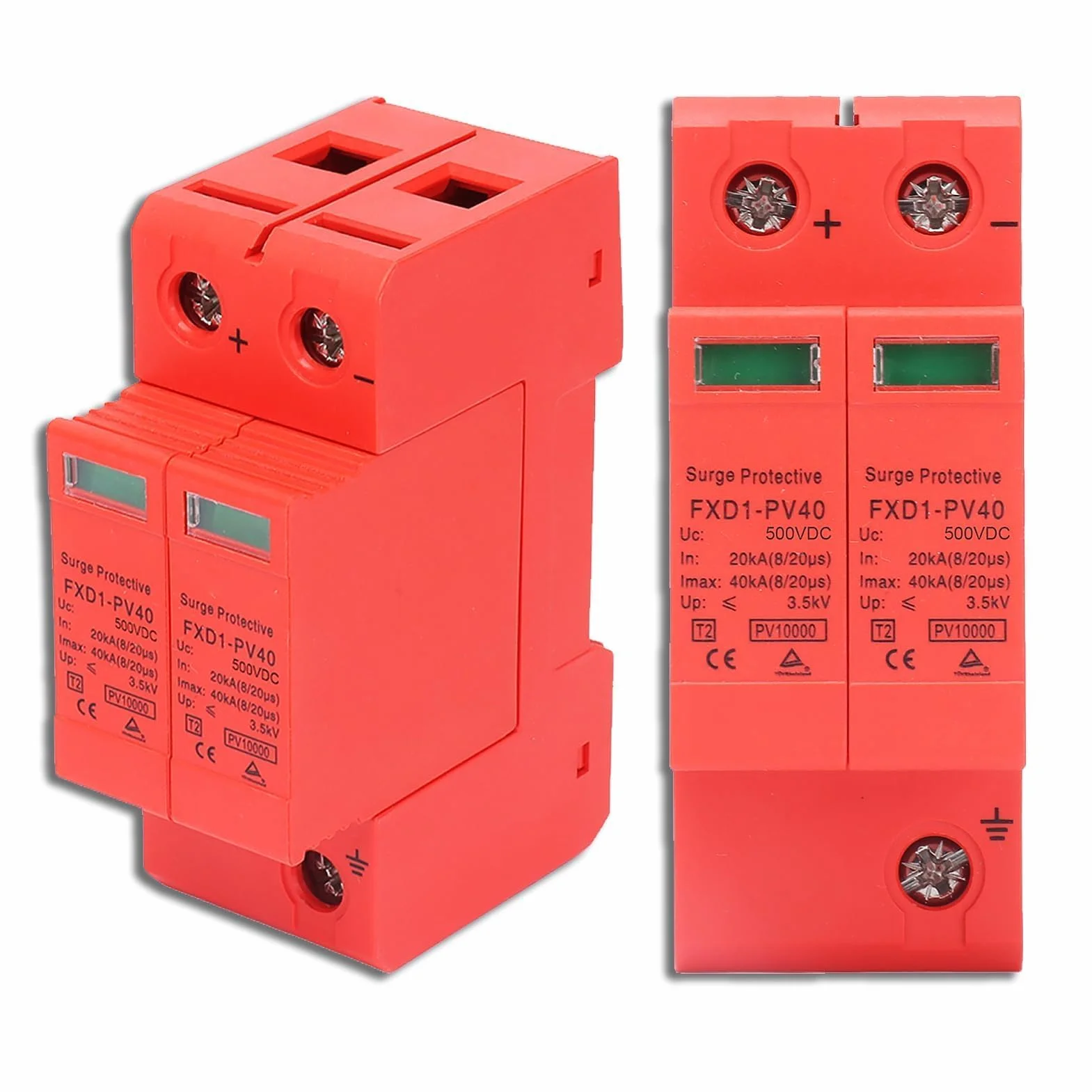 Agatige FXD1-PV40 Scaricatore Fotovoltaico 2P 40kA DC 500V Protezione Sovratensioni Ignifugo