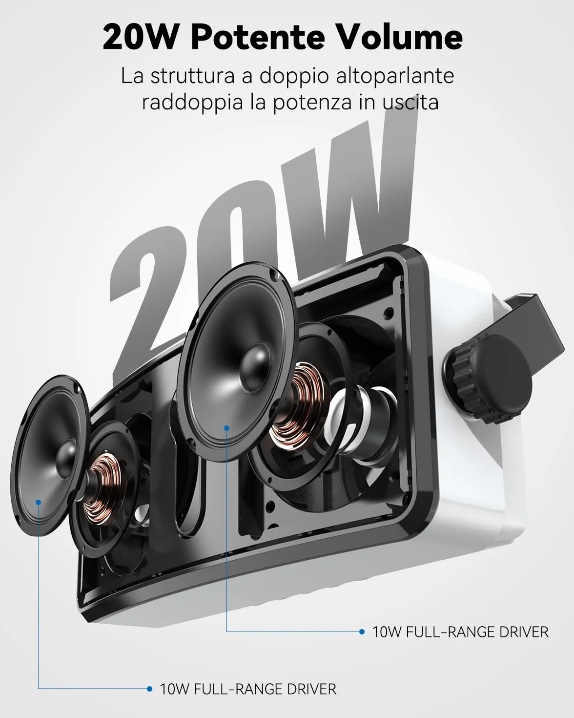 Altoparlante Bluetooth Esterno IPX5 Montaggio a Parete Compatibile con Telefono PC Echo Dot MZ-511