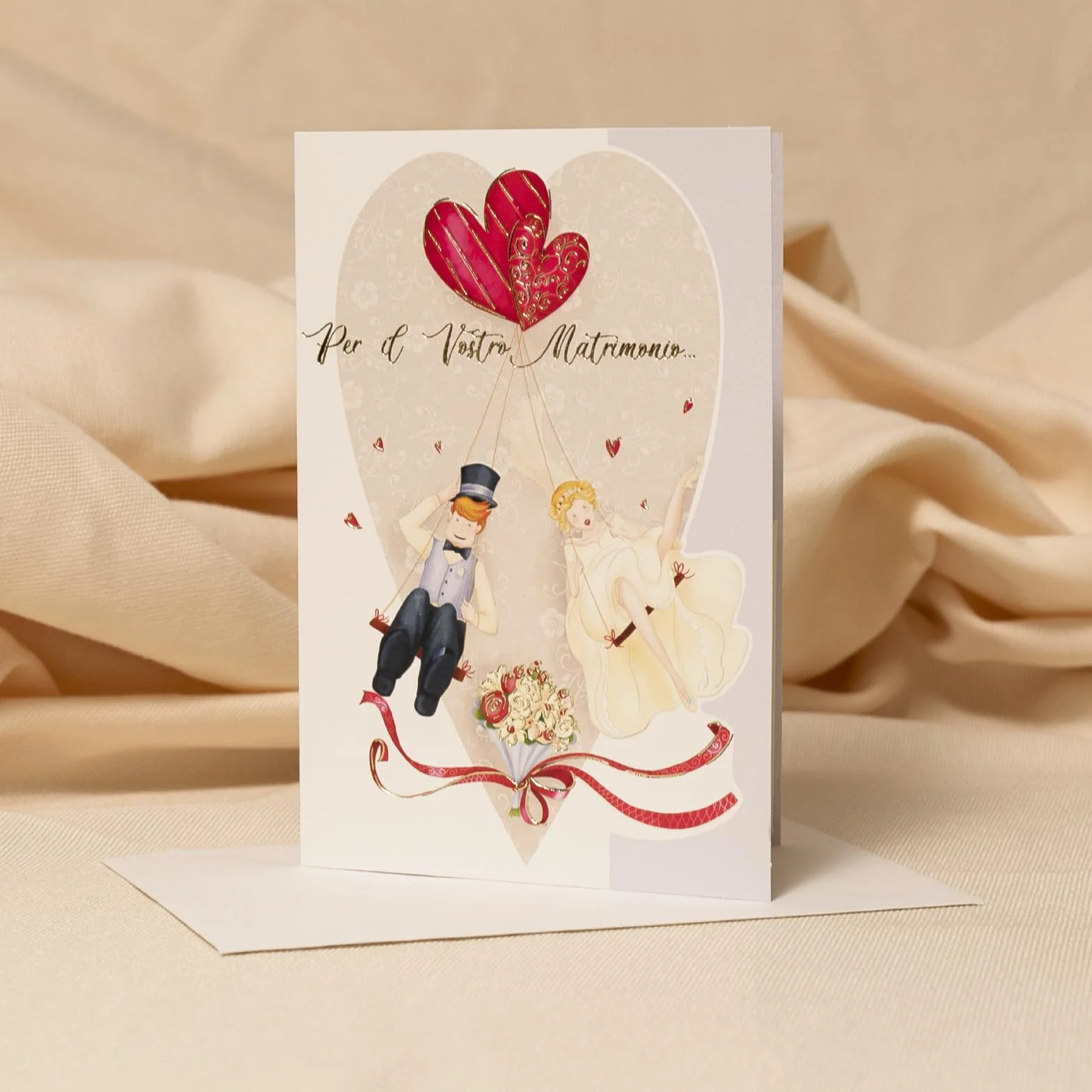 ARKRAFT Biglietto auguri matrimonio 17 x 12 cm bustina portasoldi oro rilievo M13 B