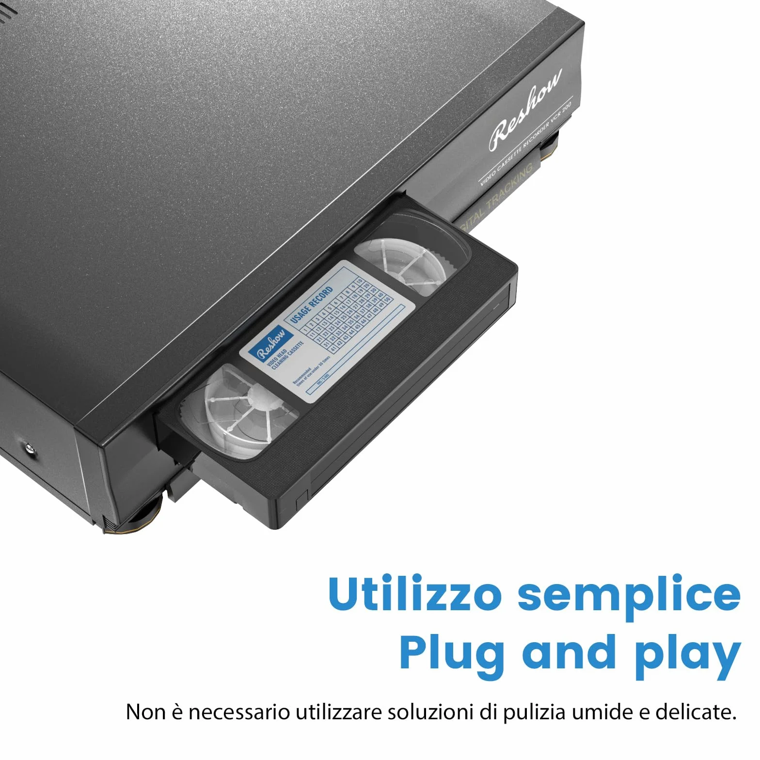 Reshow Pulitore per Testine VCR/VHS - Tecnologia a Secco per Lettore
