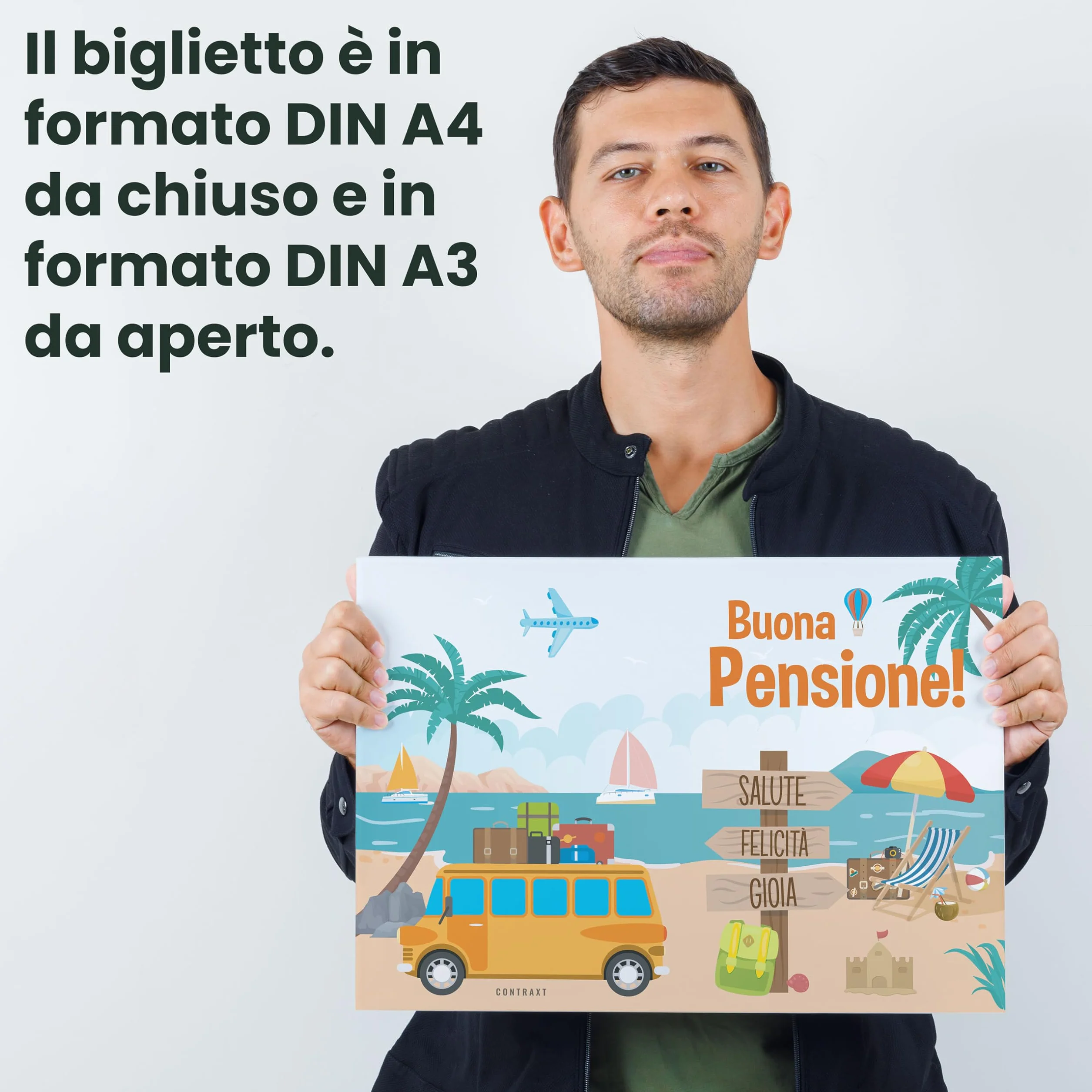 CONTRAXT Biglietto di Auguri Pensione 42x30 cm aperto - Regalo originale per pensionamento