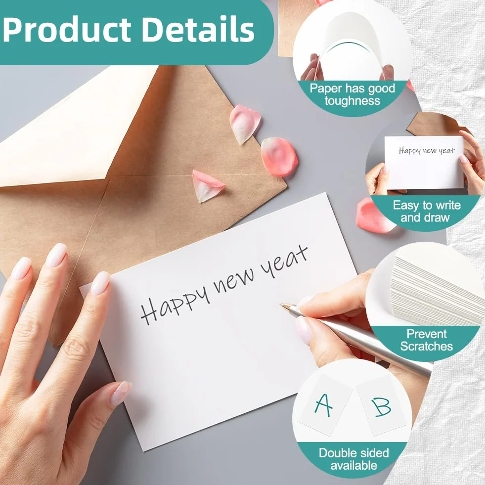OFFCUP Cartoline Vuote A6, 54 Pezzi Cartoncini Bianchi 15x10cm per Disegnare Scrivere Stampare Biglietti Auguri