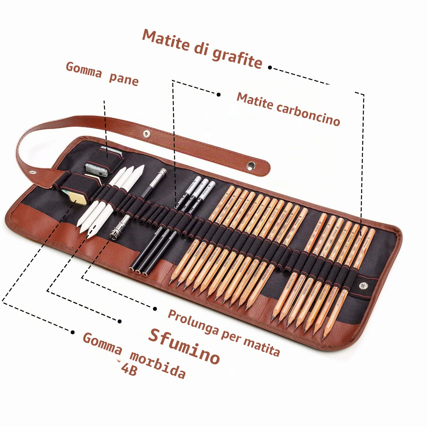 Cooja Set da Disegno e Schizzo 29 Pezzi, Kit Materiale per Artisti con Matite Grafite e Carboncino