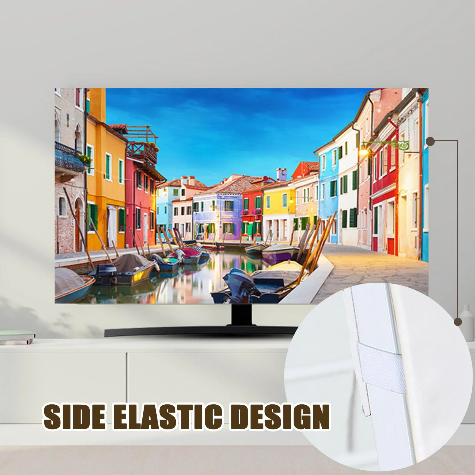 Hixingo Copertura Antipolvere per TV Motivo Delfino 3D Copri Televisore Elastica Universale 49-52inch