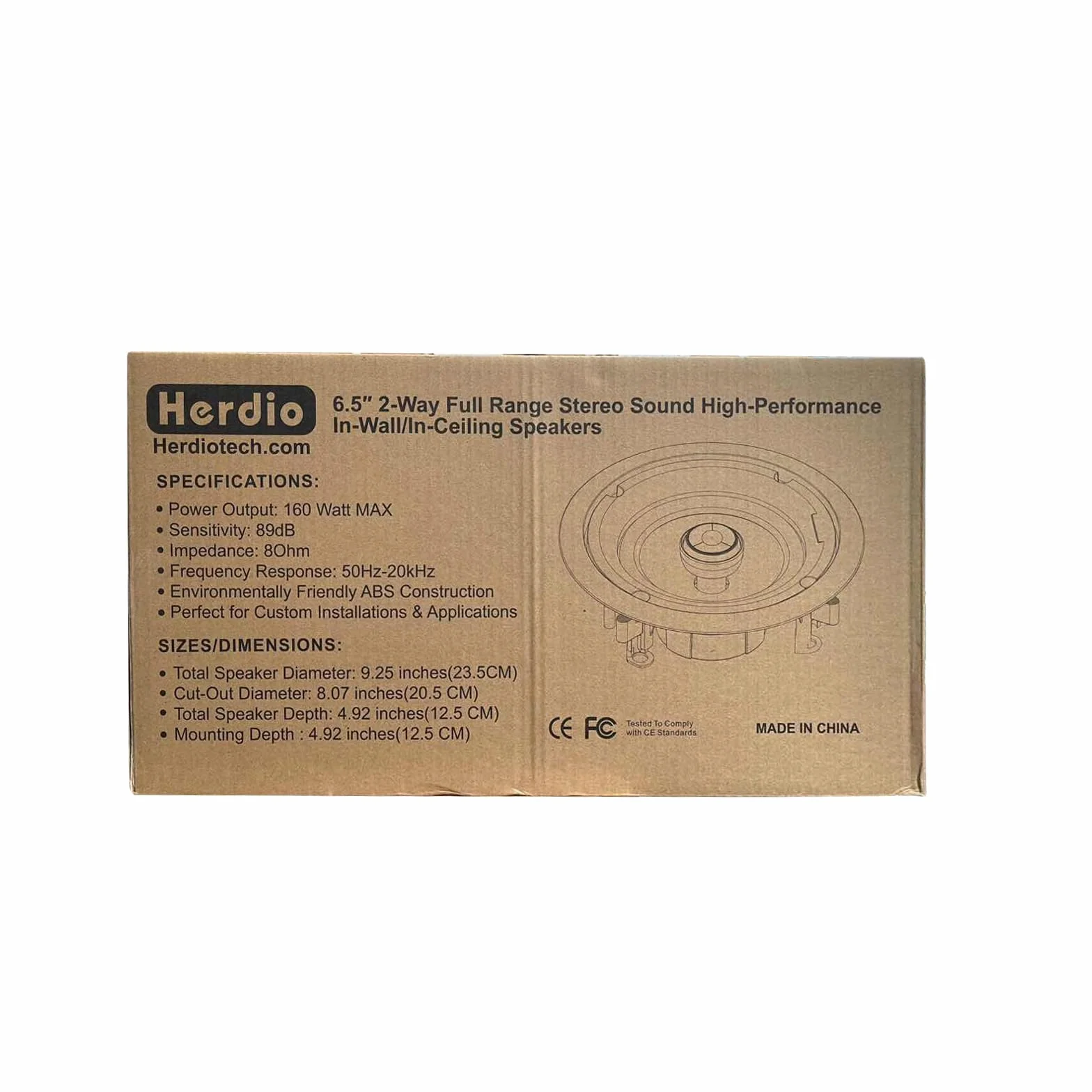 Herdio Altoparlanti da soffitto 16,5 cm 640 W 2 vie montaggio a incasso (4)