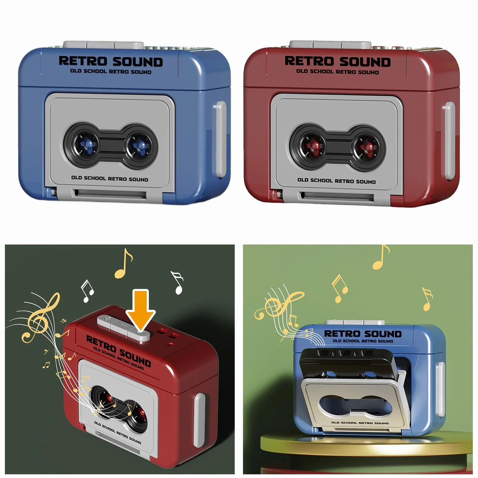 Retrò Piccolo lettore di cassette registratore a nastro musicale portatile