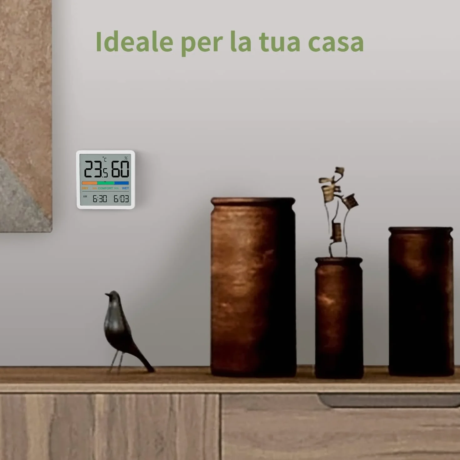 NOKLEAD Igrometro Termometro Digitale per Interni, Sensore Temperatura Umidità Portatile, Misuratore Accurato Bianco