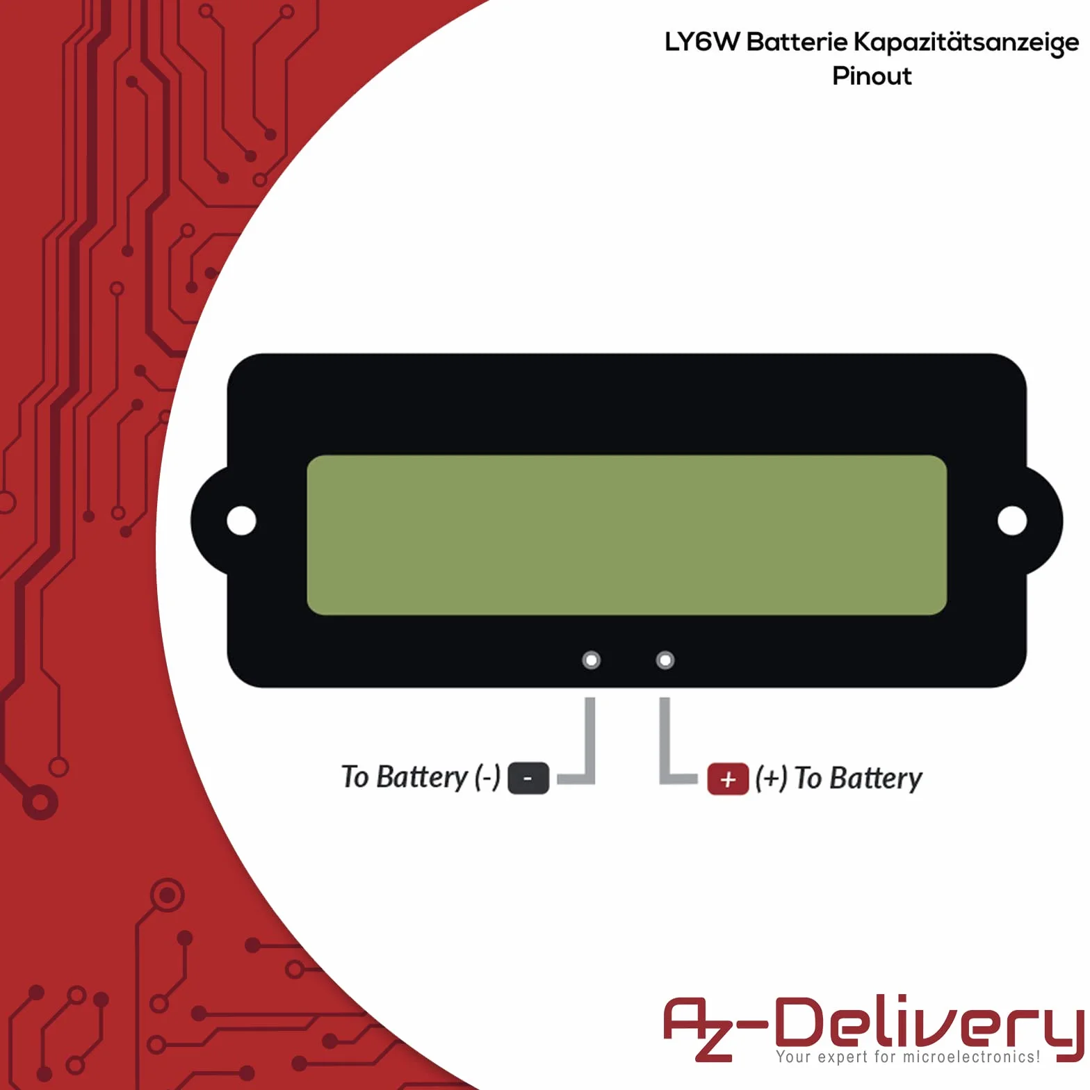 AZDelivery 3 x 12V LY6W indicatore capacità batteria con schermo LED verde retroilluminato