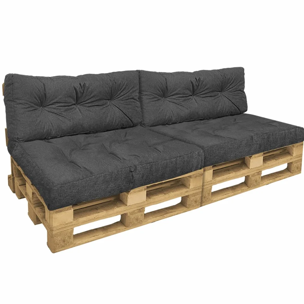 VOUNOT Set di 4 Cuscini per Pallet Impermeabile 120x80 120x40 Grigio