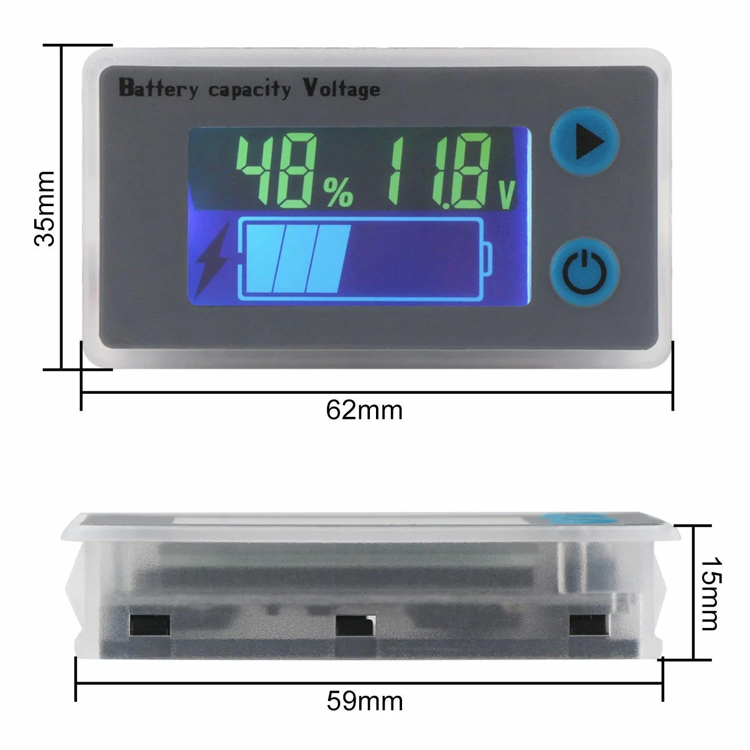DollaTek Misuratore di capacità della batteria 10-100V LCD Indicatore percentuale