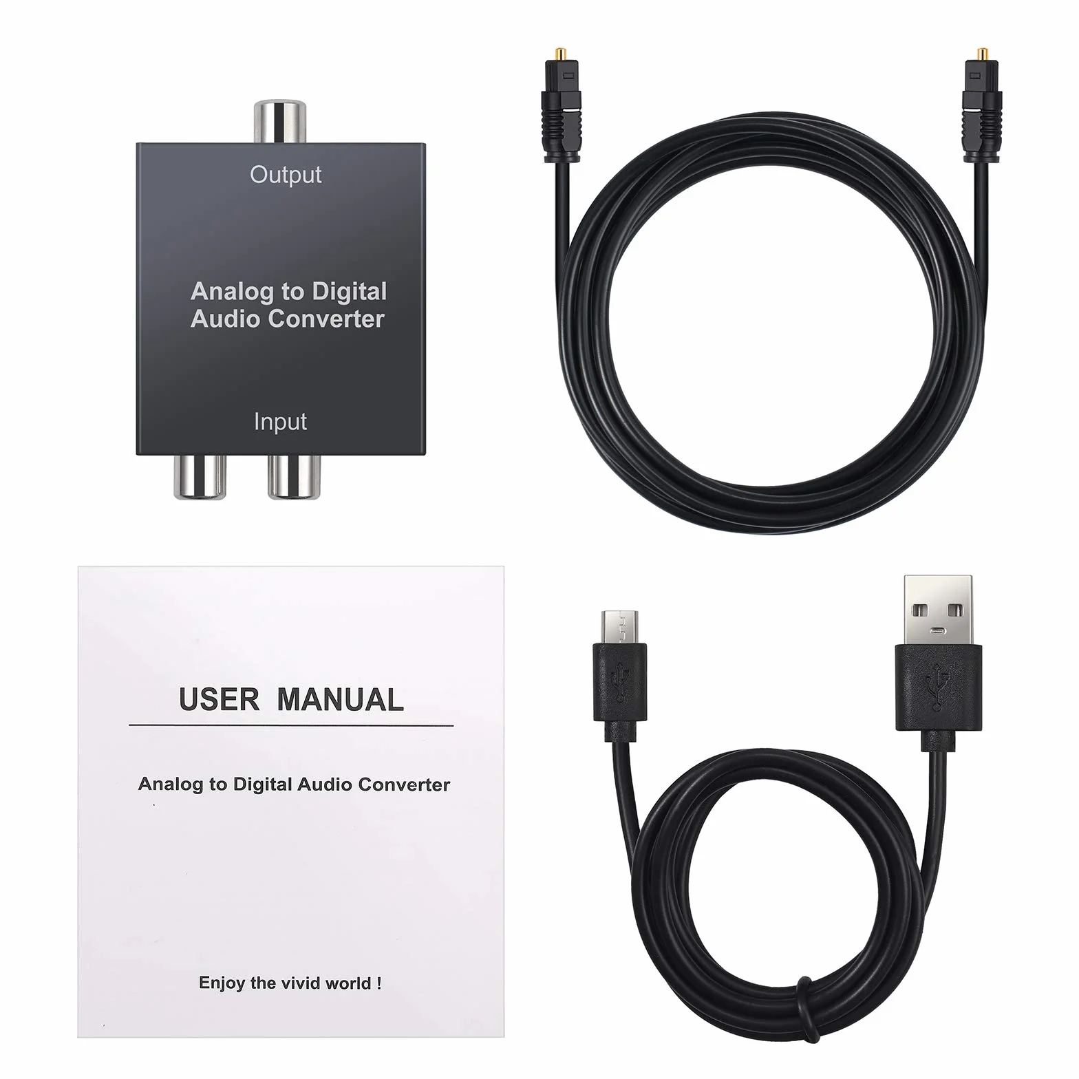 PROZOR Convertitore Audio Analogico a Digitale RCA Jack 3.5mm AUX a Toslink Ottico Coassiale con Cavo Ottico OD 4.0 per PS3 Blu-ray HD DVD AV