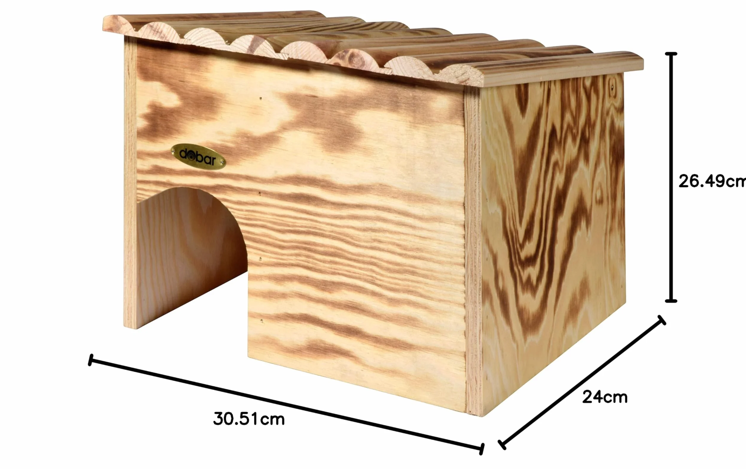 dobar® 22232FSCe - Casetta per ricci in legno massello – casetta per ricci per il giardino – cuccia per il riccio con serratura – hotel con protezione contro i nemici – 30,5 x 26,5 x 24 cm – fiammata