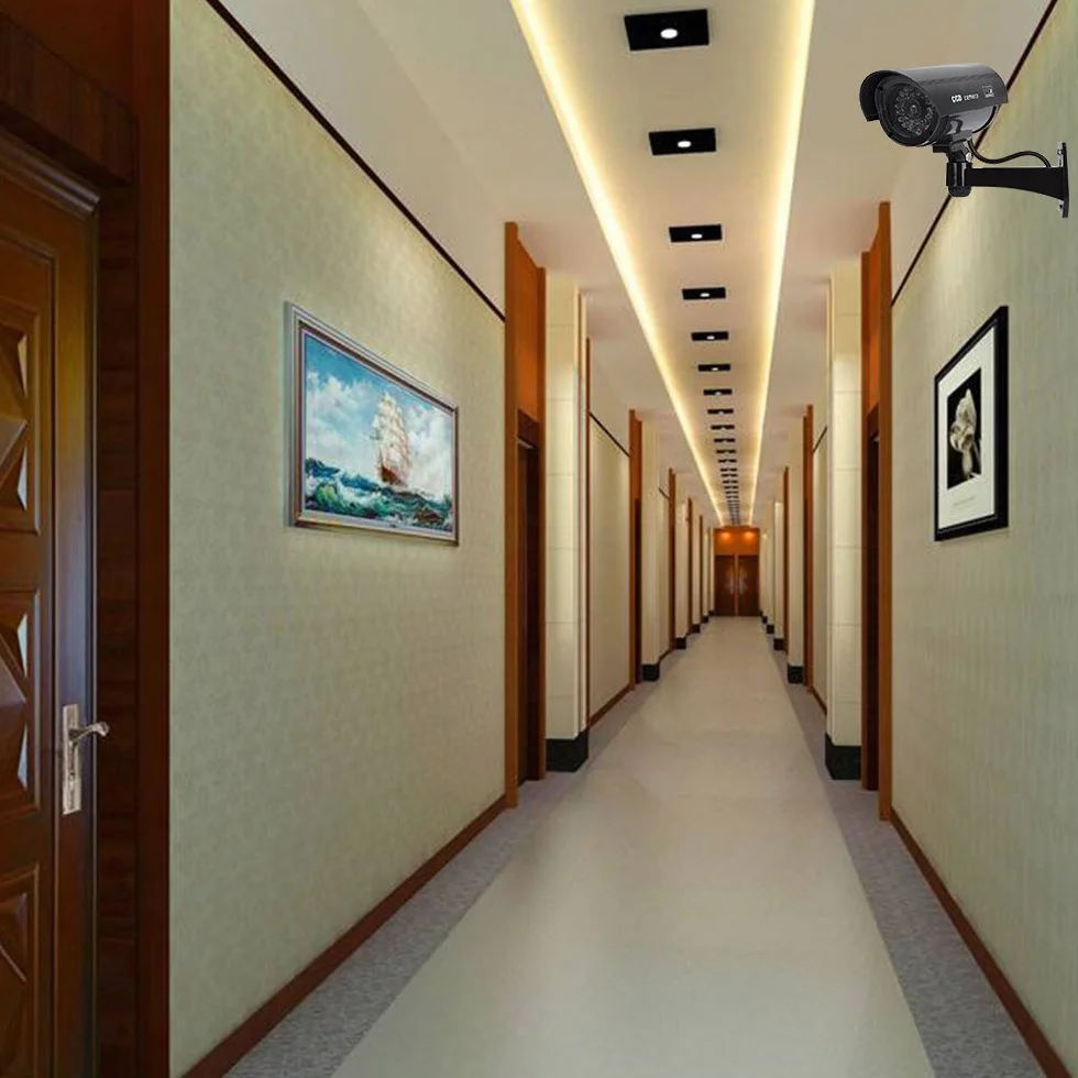 Telecamera Finta da Esterno 2 Pezzi con LED, Telecamere Finte per Esterni e Interni