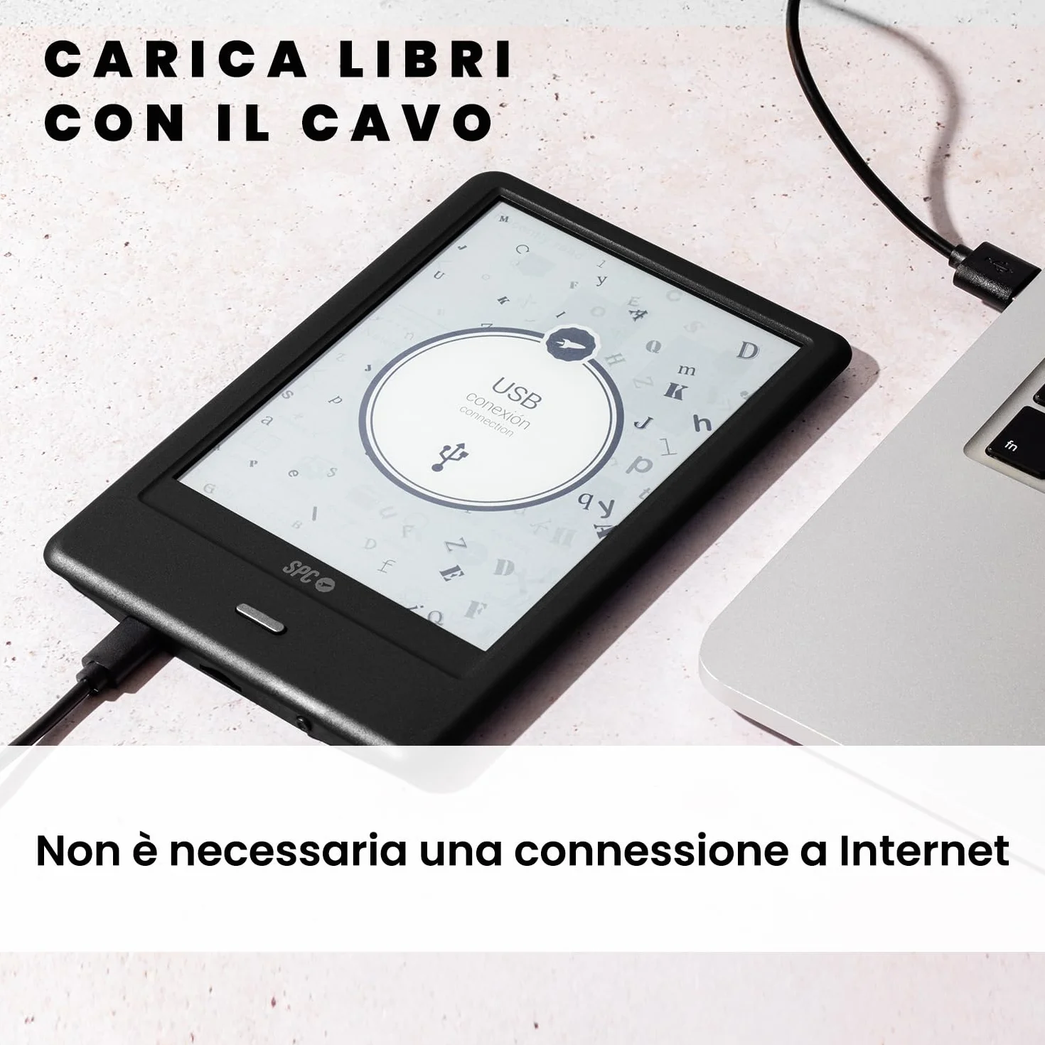 SPC Dickens Light 2 Pro E-book 6 pollici touch screen E-Ink 8 GB USB-C Nero