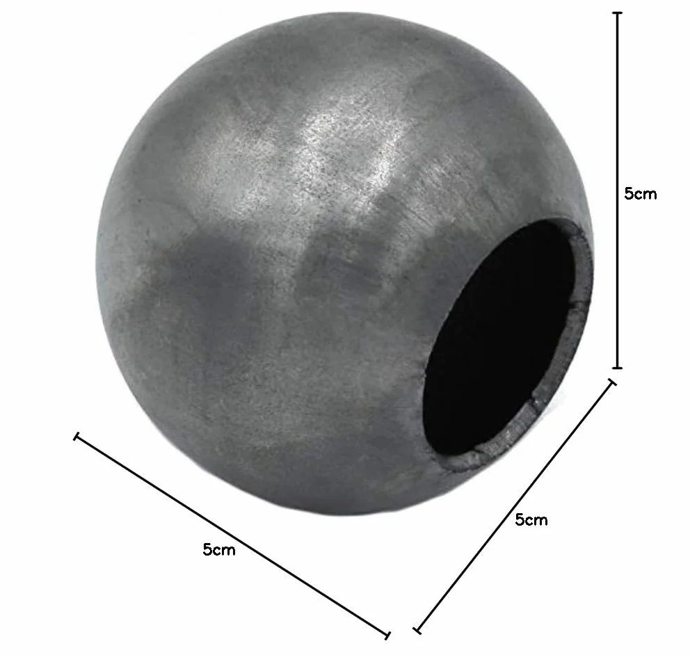 Sfera cava in ferro Ø 50 mm, con foro Ø 26 mm, sfera in acciaio nudo, ad esempio per recinzioni, ringhiere, cancelli da giardino UVM.