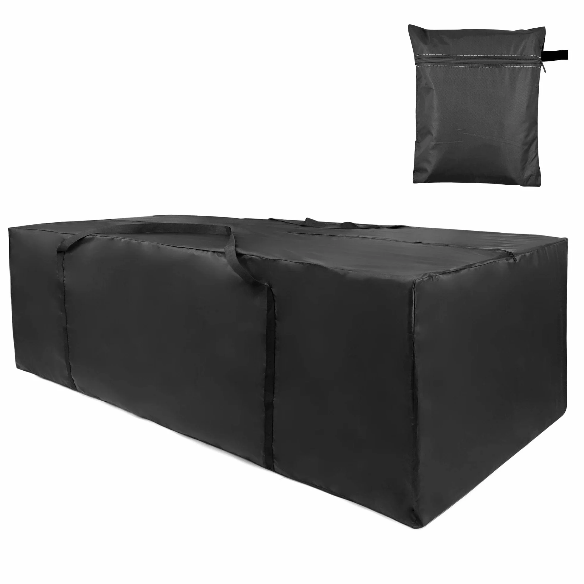 Borsa per cuscino da giardino, in tessuto Oxford, impermeabile, anti-UV, antistrappo, portatile, per mobili da esterni, borsa per albero di Natale (173x76x51 cm), colore: nero