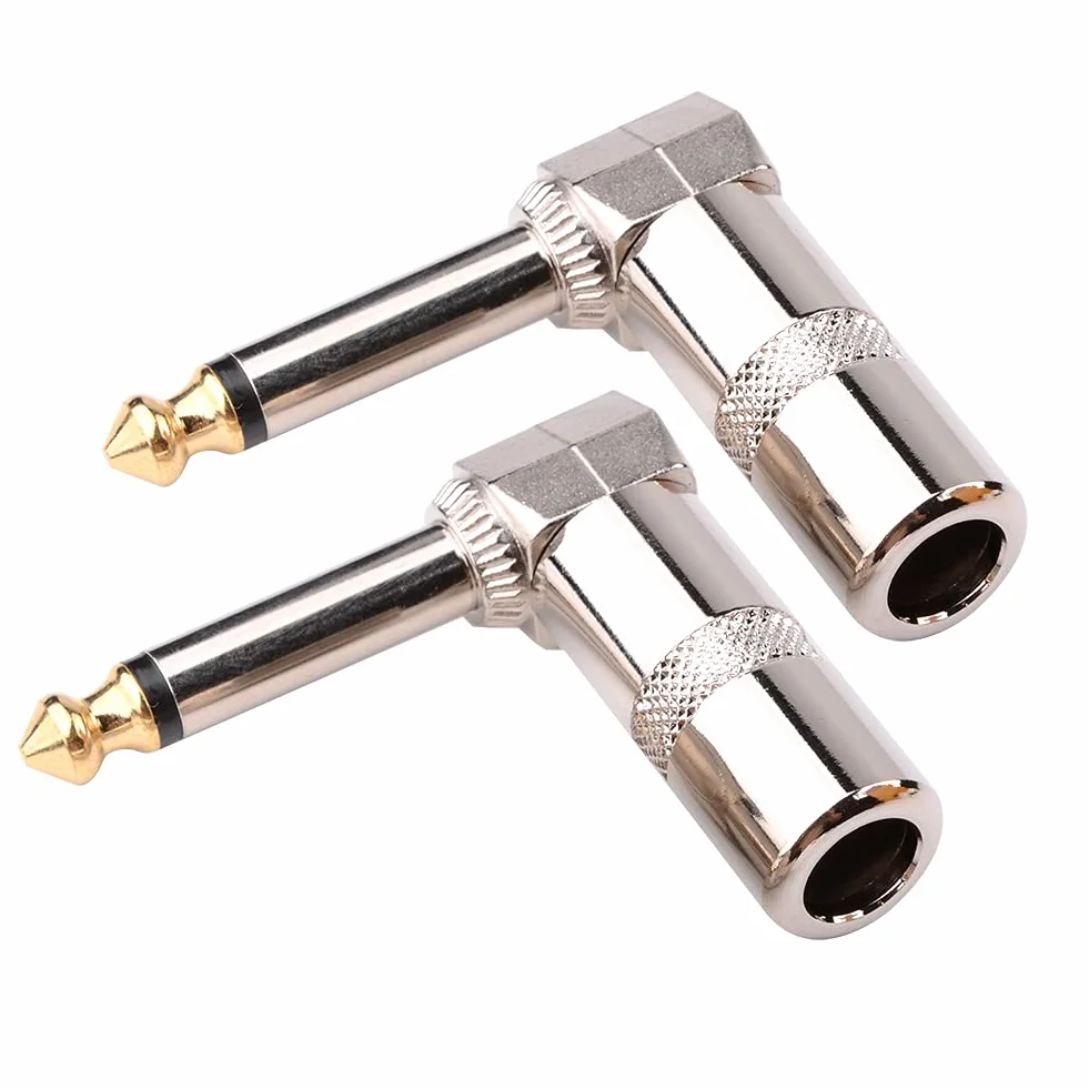 Audio 6.35mm 90 Gradi Maschio a 8mm Spina Saldatura Angolo per Altoparlante Chitarra Microfono