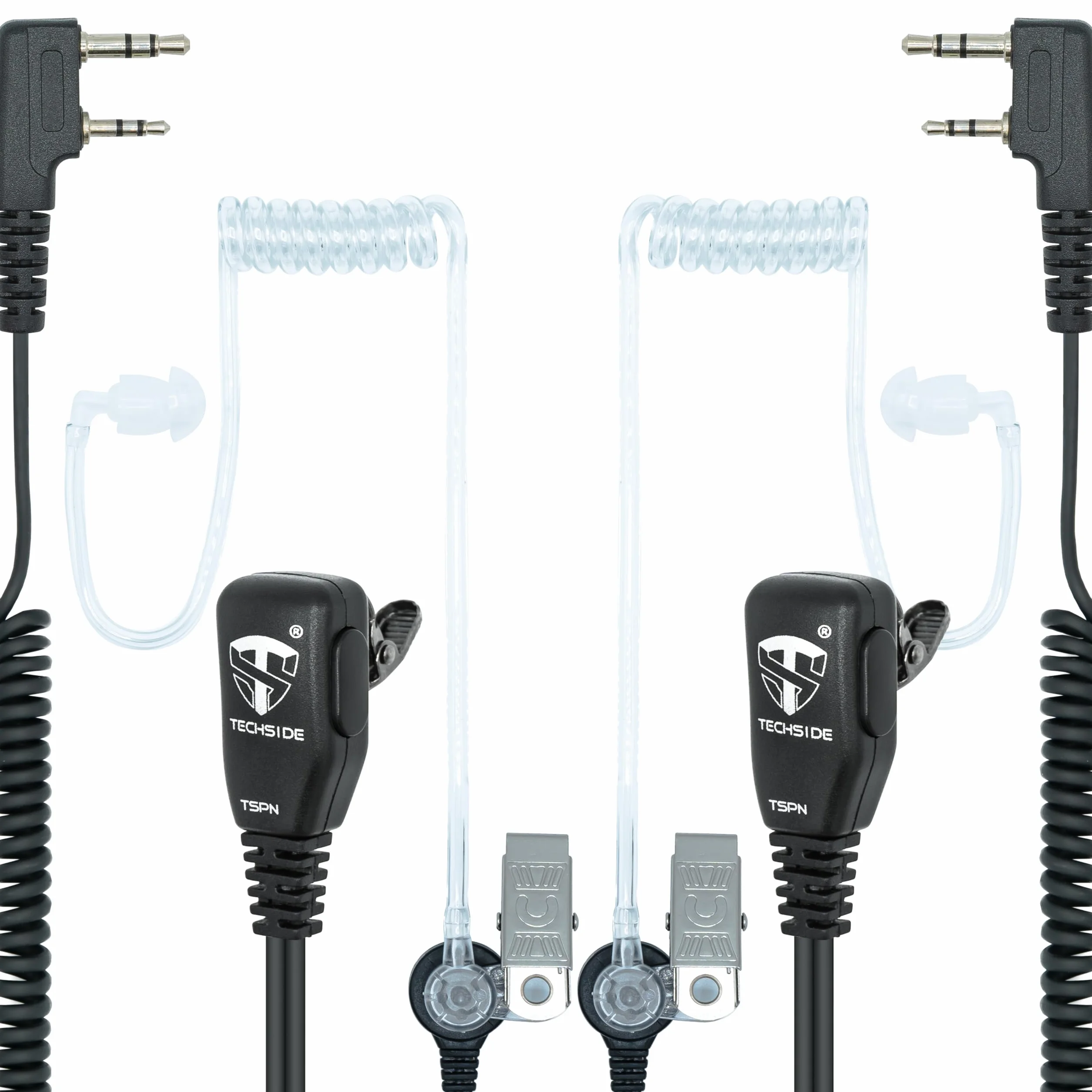 Microfono Auricolare Pneumatico Cavi Spiralati Estensibili 200cm Walkie Talkie Compatibile Kenwood 2 Pin BaoFeng UV-5R UV-82 888S Midland G10 G11V CT890