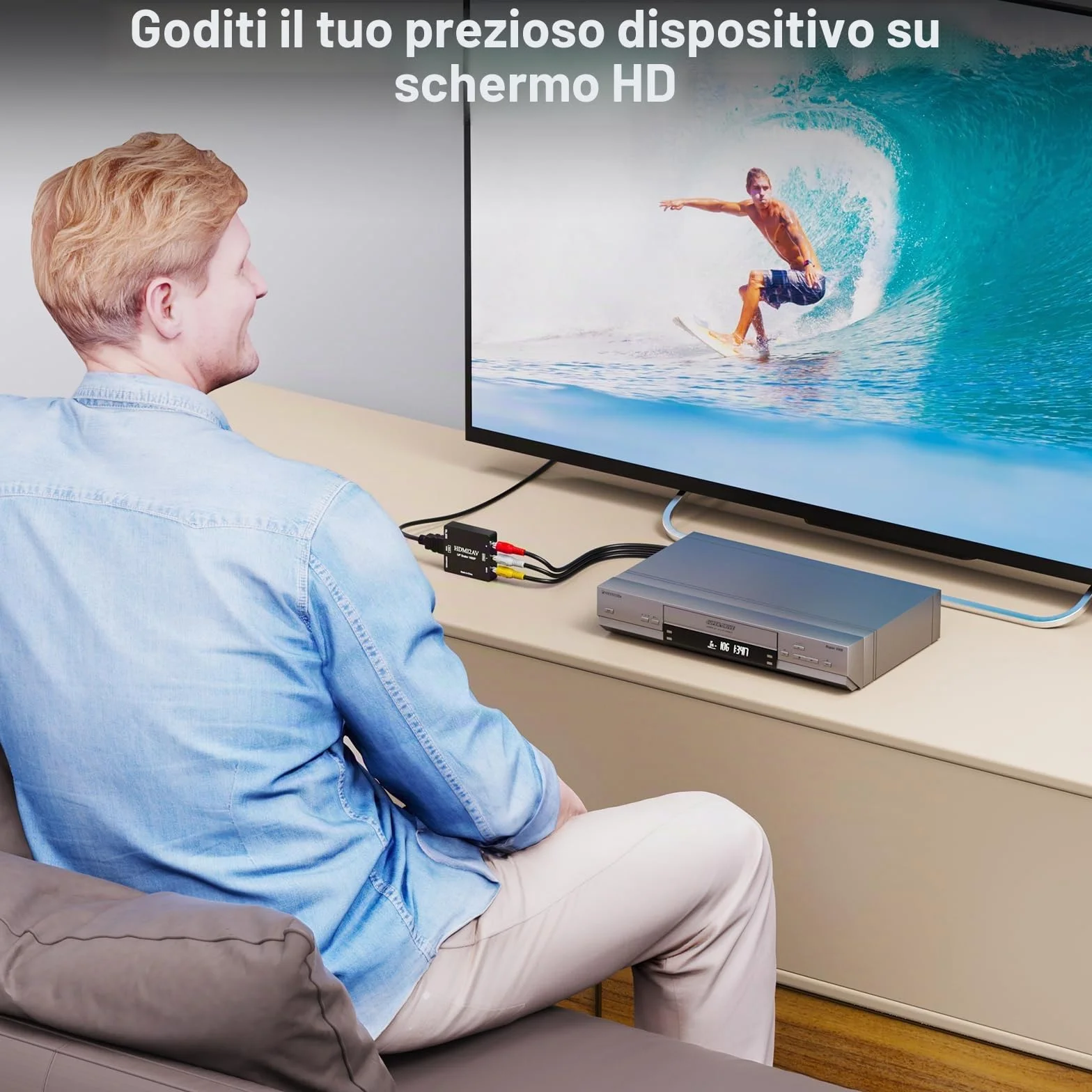 Konwerter RCA na HDMI, 1080p, AV Composite Video Audio, PAL/NTSC do DVD/TV/Wii