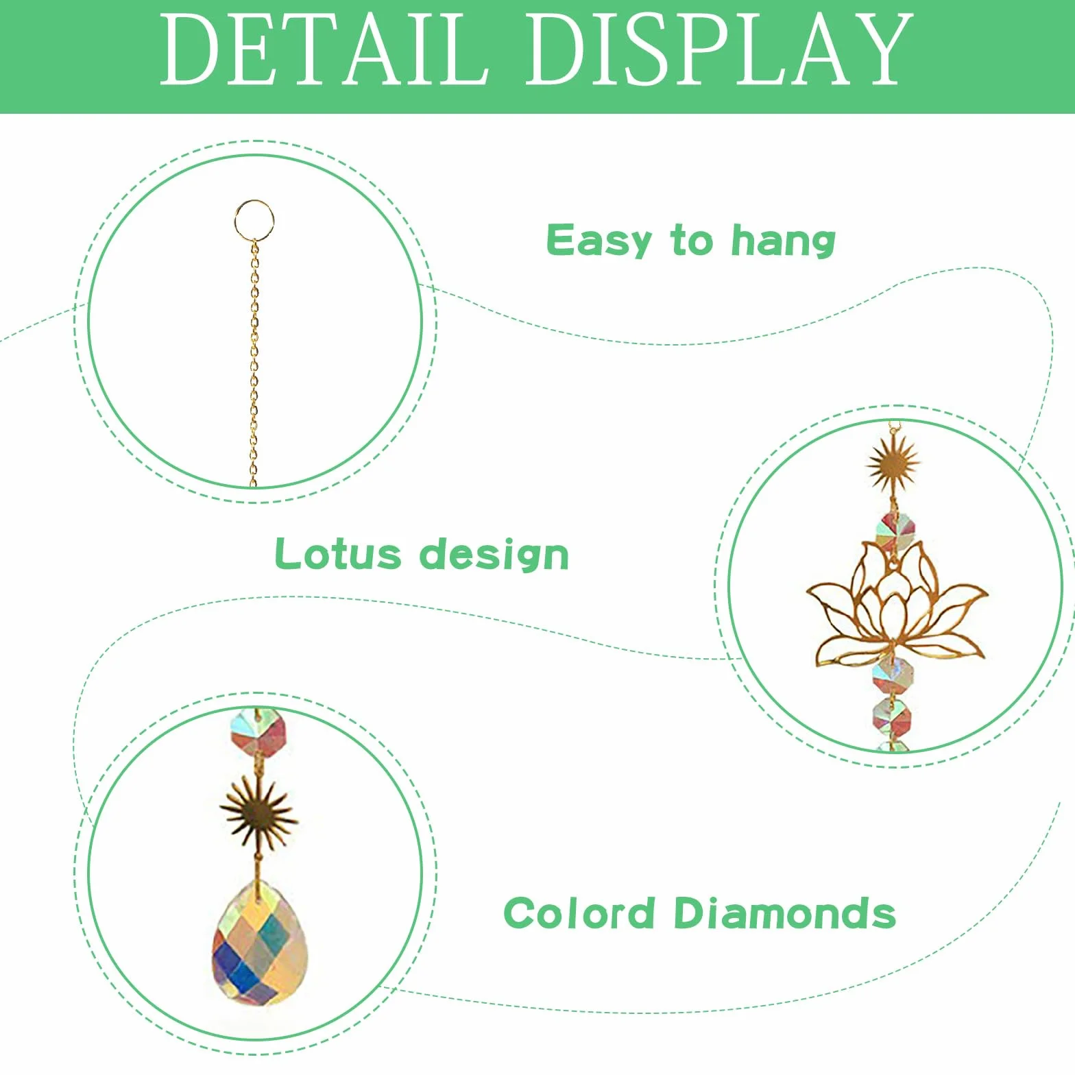 Acchiappasole in Cristallo,3 Pezzi Crystal Suncatcher,Appendere Vetro Acchiappa Sole,Fiore di Loto,Pendenti Prismi Cristallo,Pendenti Suncatcher Decorazione,per Giardino,Casa,Interno ed Esterno