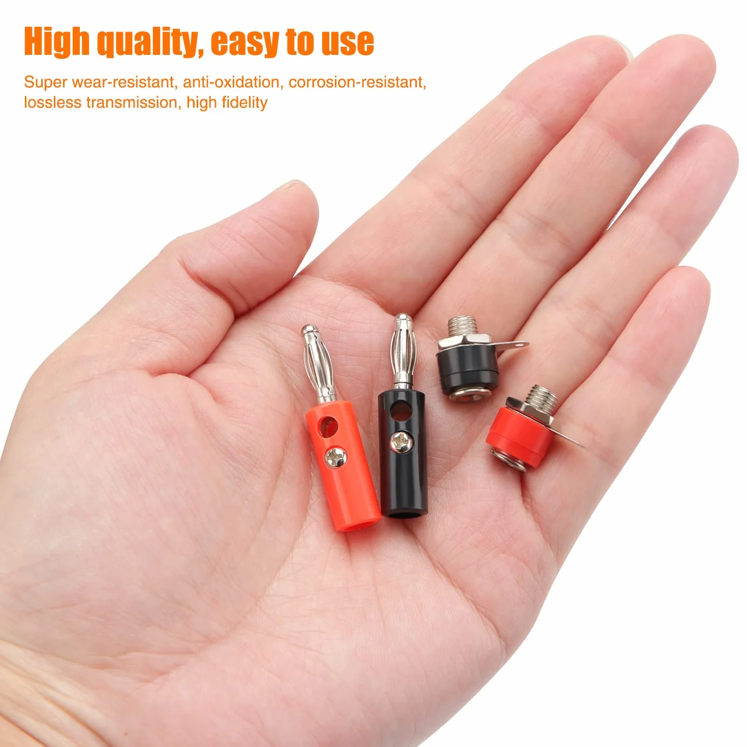 KUOQI 60 Pezzi 4mm Connettore Banana Placcato Nickel Spina Cacciavite Rosso Nero