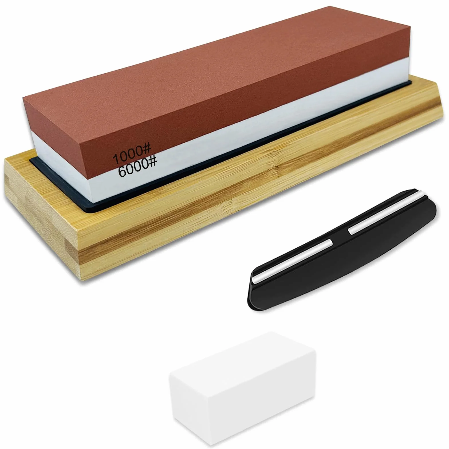 Nutabevr Pietra per Affilare, 2-in-1 Affilacoltelli Cote 1000/6000 Grana Combinazione, affilacoltelli una speciale base antiscivolo, posizionatore e pietra di calibrazione, adatta tutti tipi coltelli