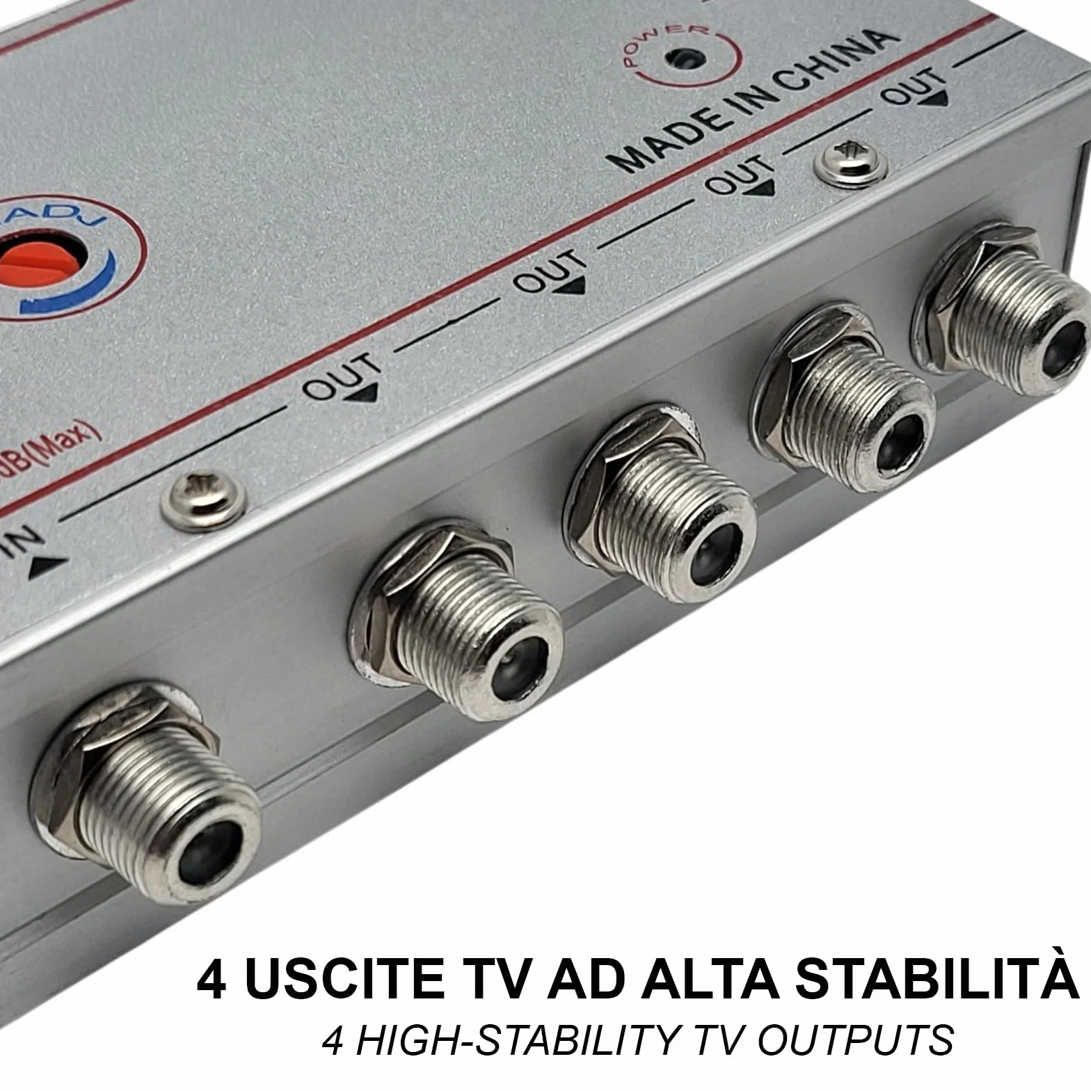 Amplificatore Segnale Antenna TV 4 Uscite da Interno Digitale Terrestre per Decoder e Televisori